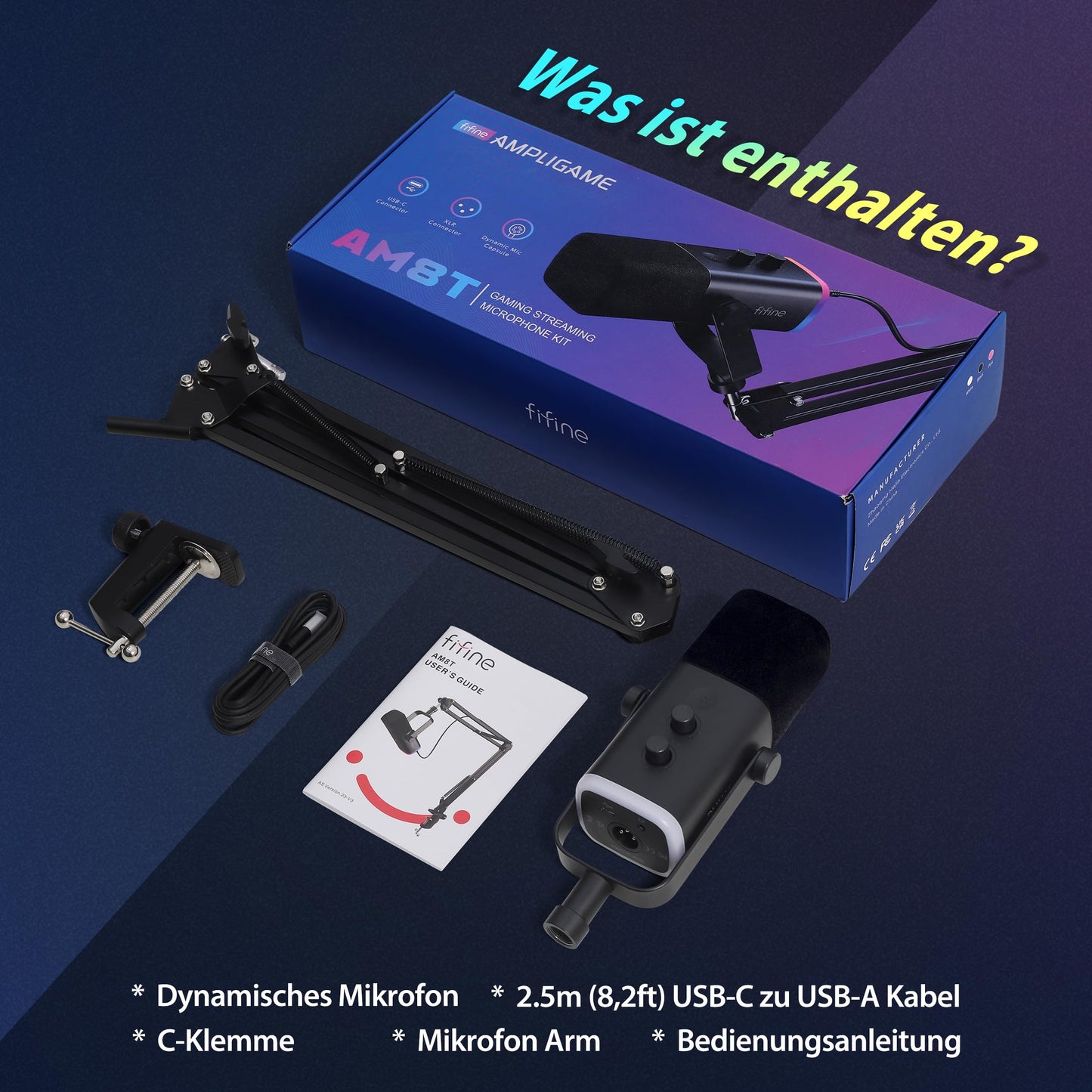 FIFINE XLR Streaming Microphone with Arm for Podcast Studio, USB Dynamic Microphone Gaming PC with Mute Button, for PS4/5 Mac Mixer Sound Cards - MI14