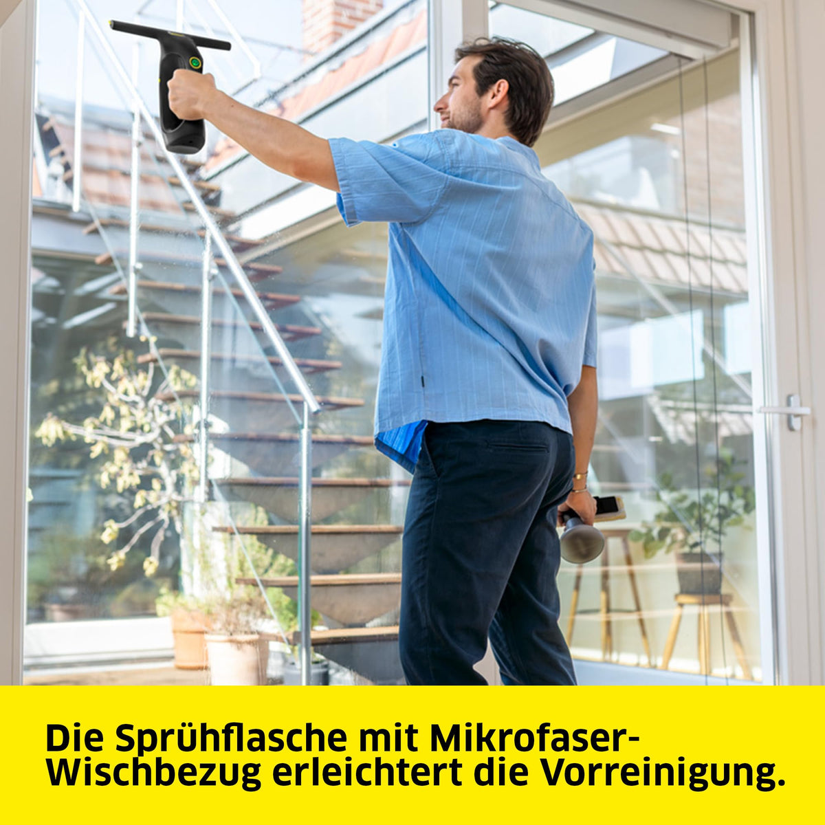 KÄRCHER Battery Window Vacuum WV 2 Universal Precision+ Black, battery life: 35 min., dirty water tank: 120 ml, 2 suction nozzles, spray bottle with microfiber cleaning cloth, 20 ml window cleaner, USB-C port. - 1.633-676.0