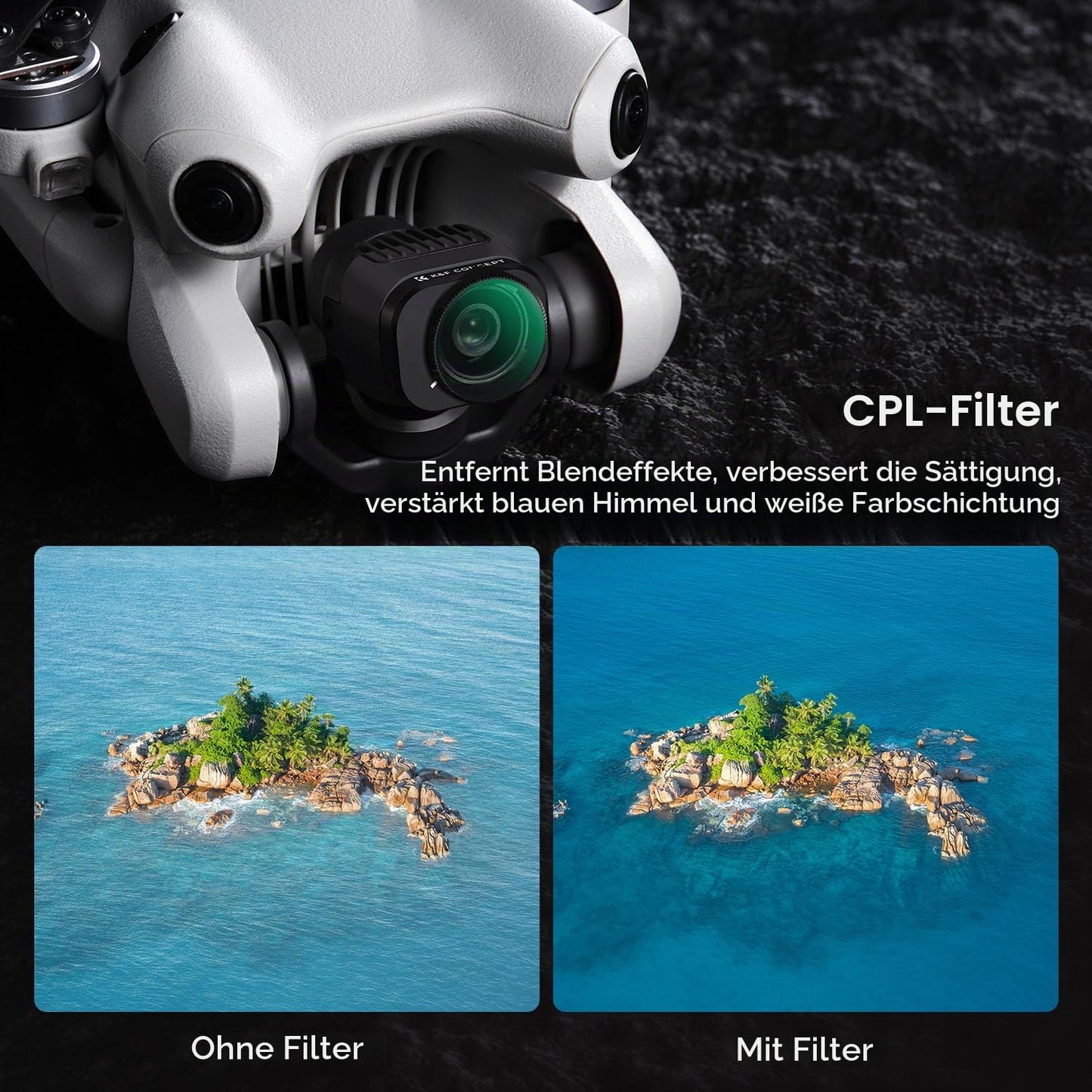 K&F CONCEPT Mini 4 Pro ND filter set, polarizing filter, 6 pieces CPL, ND8, ND16, ND32, ND64, ND128 filters compatible with DJI Mini 4 Pro - SKU.2080