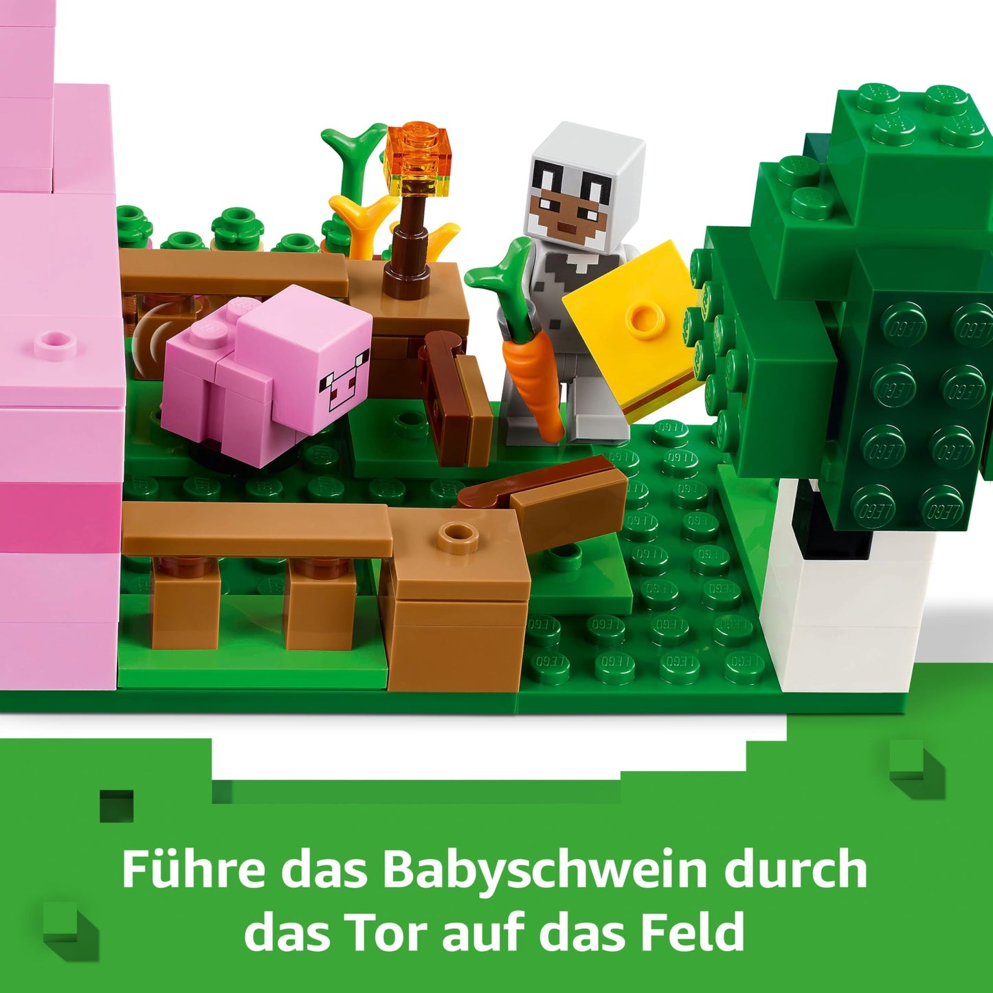 LEGO Minecraft The Baby Pig House - Interactive toy with a hero figure, pig, bee, zombie piglin - children's gaming gift for girls and boys aged 7 and over - 21268