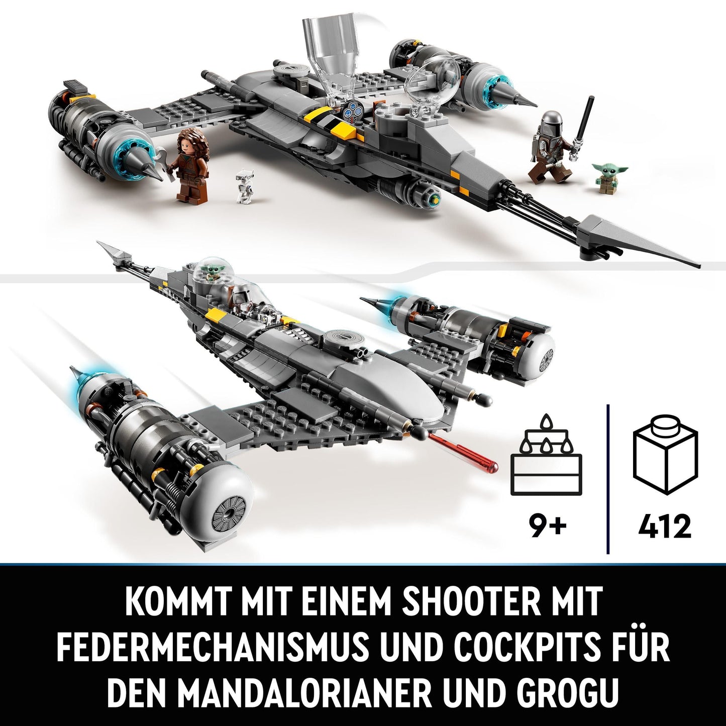 LEGO Star Wars The Mandalorian's N-1 Starfighter from The Book of Boba Fett, spaceship toy to build, set with 4 characters including Baby Yoda figure 75325