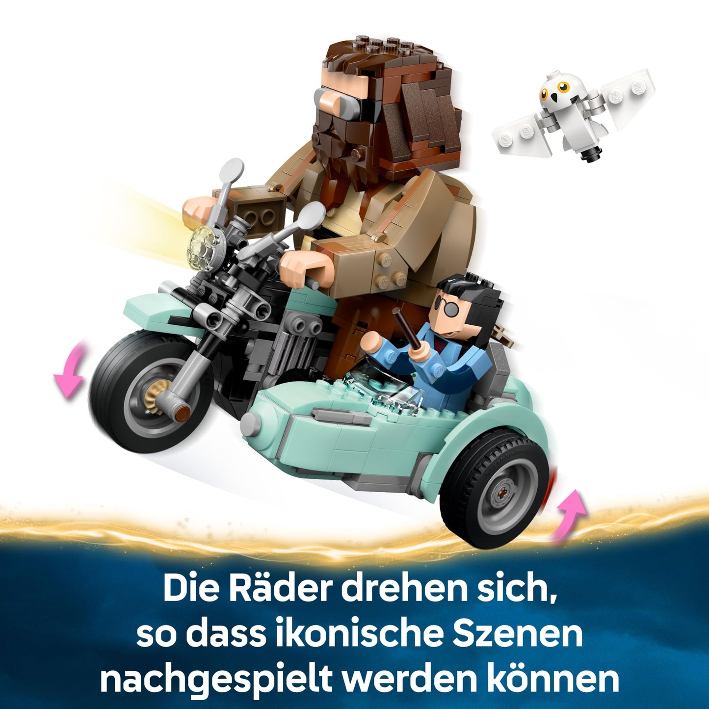 LEGO Harry Potter Hagrid and Harry's Motorcycle Tour - Toy with motorcycle, sidecar & Owl Hedwig - With minifigures to collect - Creative gift for girls and boys aged 9 and up - 76443