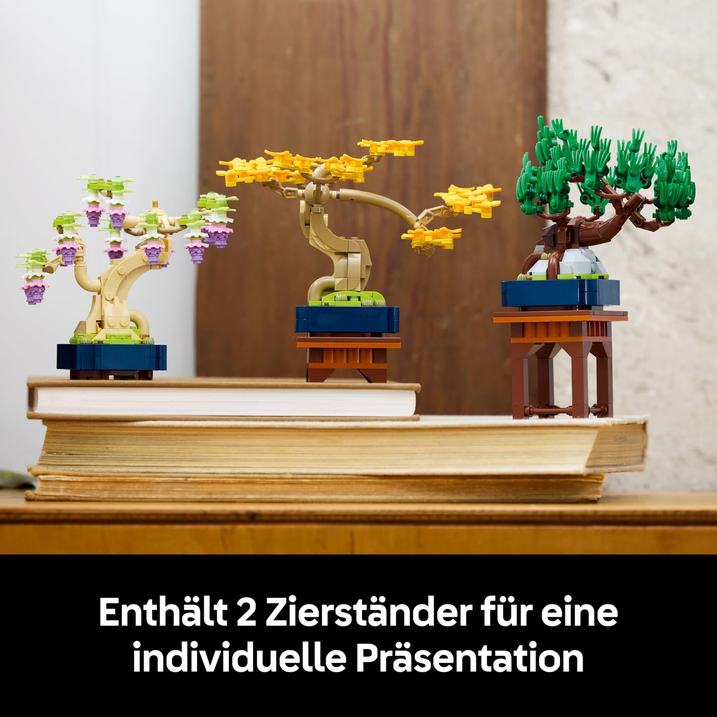 LEGO Botanicals Mini Bonsais - Bonsai for building and displaying - Artificial flowers DIY decoration - Ginkgo, black pine & wisteria artificial plants - Gift for adults - 10373