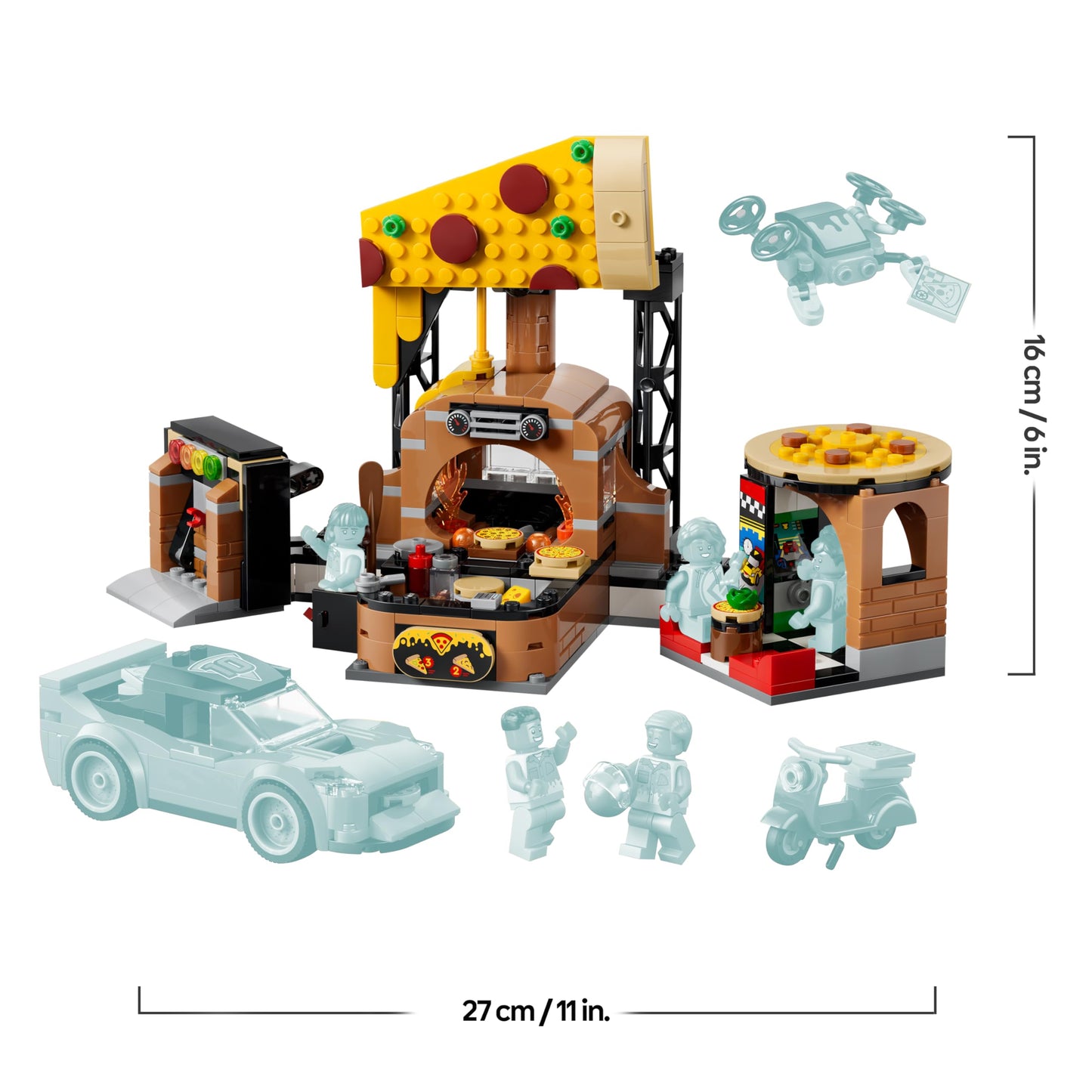 LEGO City Pizza Delivery Experience with Vehicles - Includes Toy Car, Scooter, Drone, Arcade Machine and 4 Minifigures - Birthday Gift for Boys Ages 6 and Up - 60496