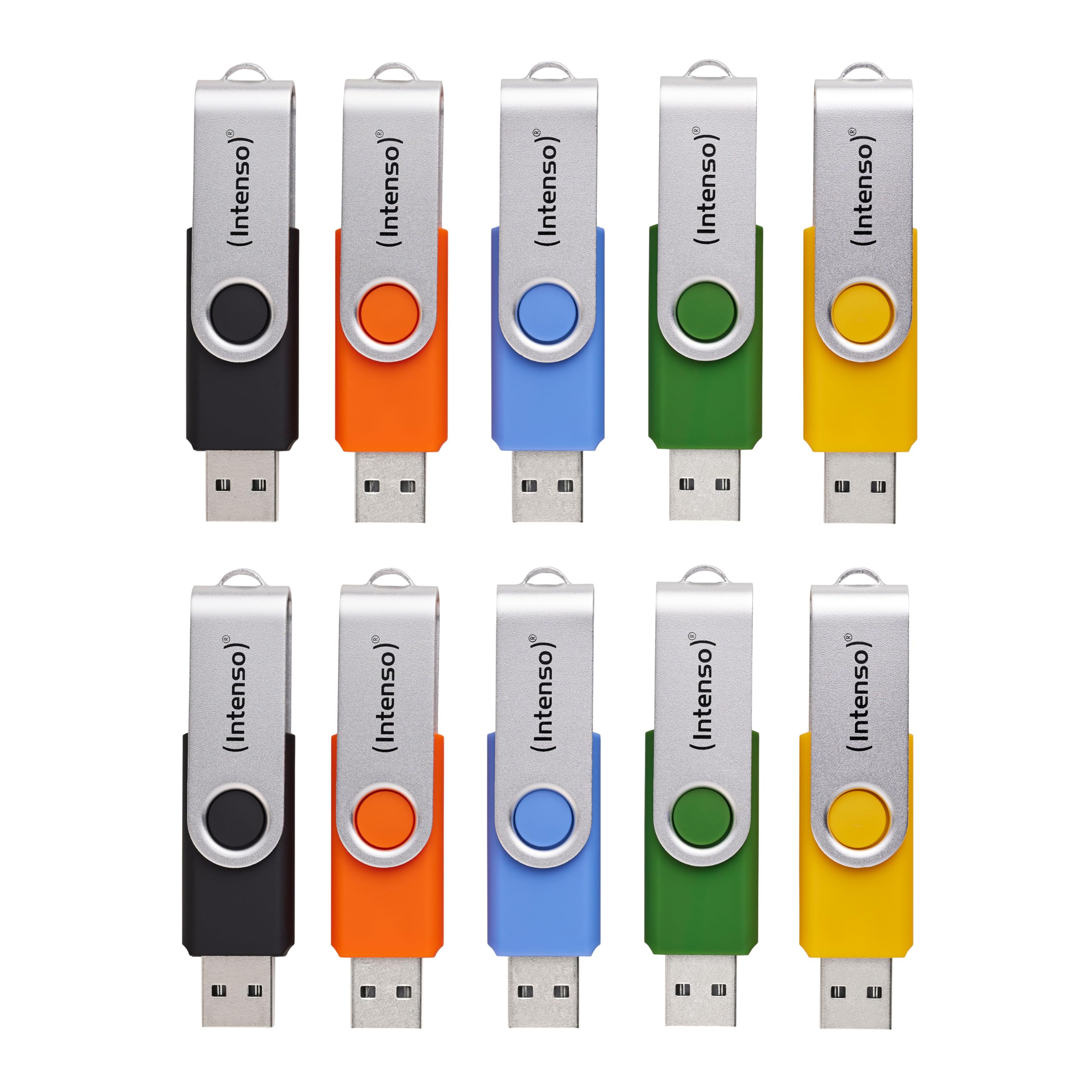 Intenso Basic Line 10x 8 GB USB sticks USB 2.0 with practical labels, yellow, green, black, blue + orange, with silver metal bracket, pack of 10: Amazon.de: Electronics & Photo - 3503561