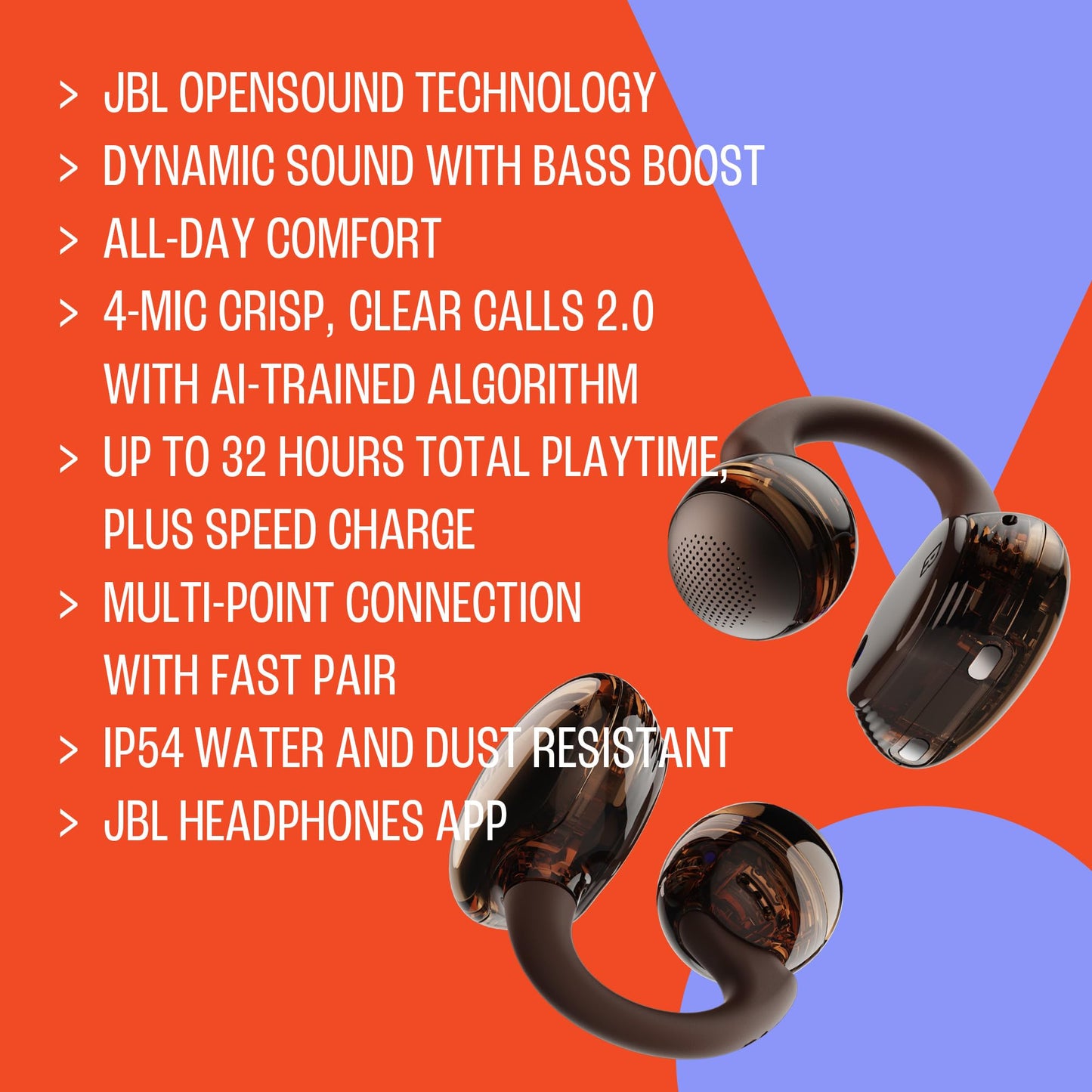 JBL Soundgear Clips Open-Ear Headphones, Ghost Purple - JBLSNDGEARCLPUR