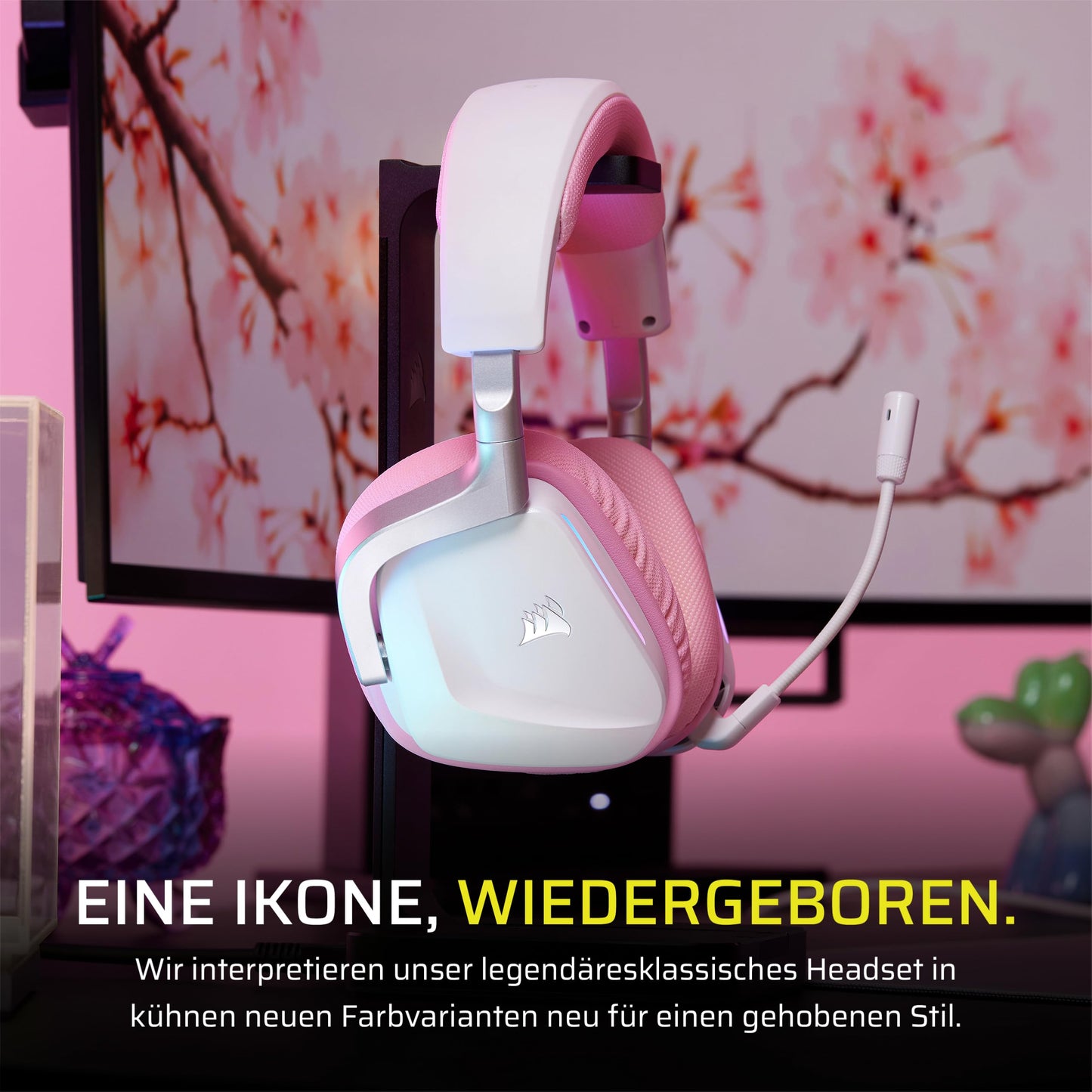 Corsair Void v2 Wireless Gaming Headset with Bluetooth for PC, PS5, PS4, Switch & Mobile - Dolby Atmos, Dual Wireless Multiplatform, Long Lasting Battery, Fast Charging - Pink - CA-9011394-WW