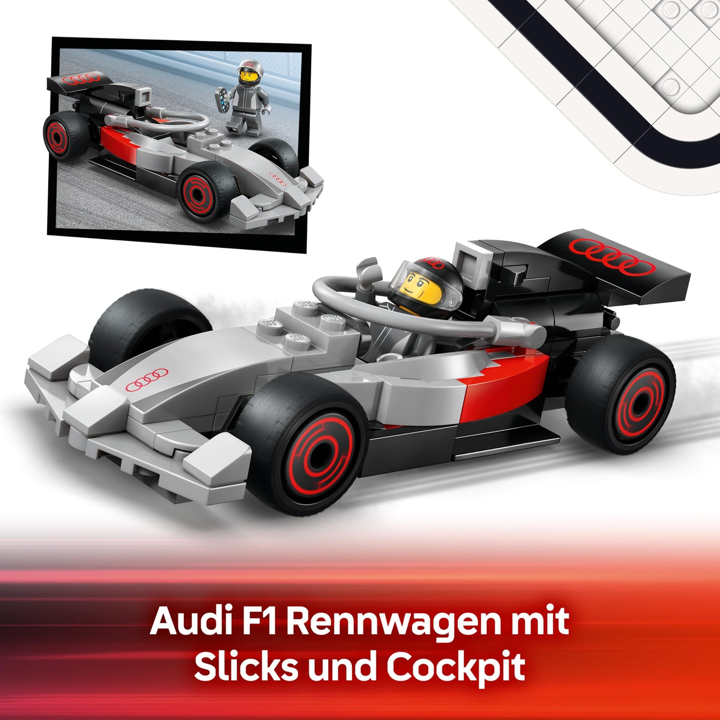 LEGO City F1 Truck with Audi F1 racing car - toy model building with 3 minifigures and vehicle lifting function - gift idea for boys aged 7 and up and motorsport fans - 60493