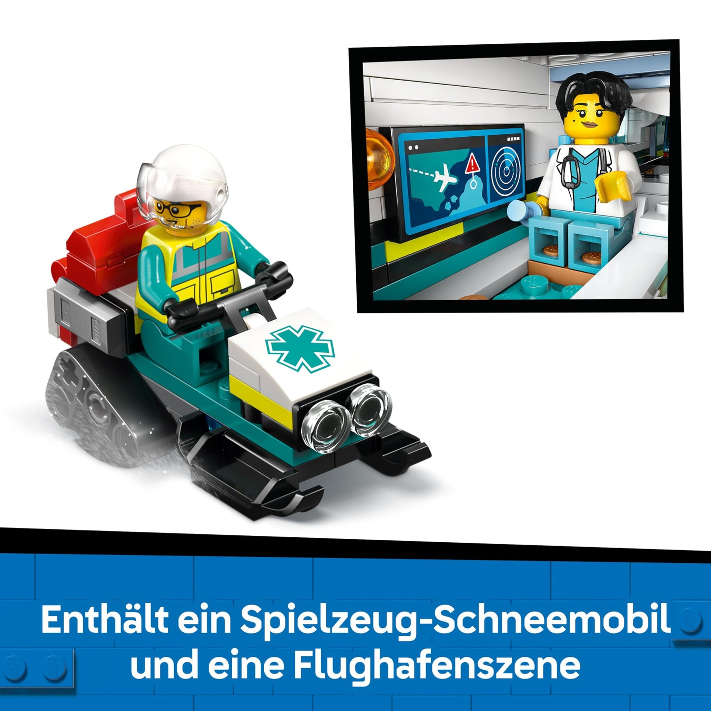 LEGO City Emergency Rescue Plane - Set with plane, snowmobile and 4 mini figures: paramedic, pilot, doctor and skier - great gift for children aged 6 and up - 60465