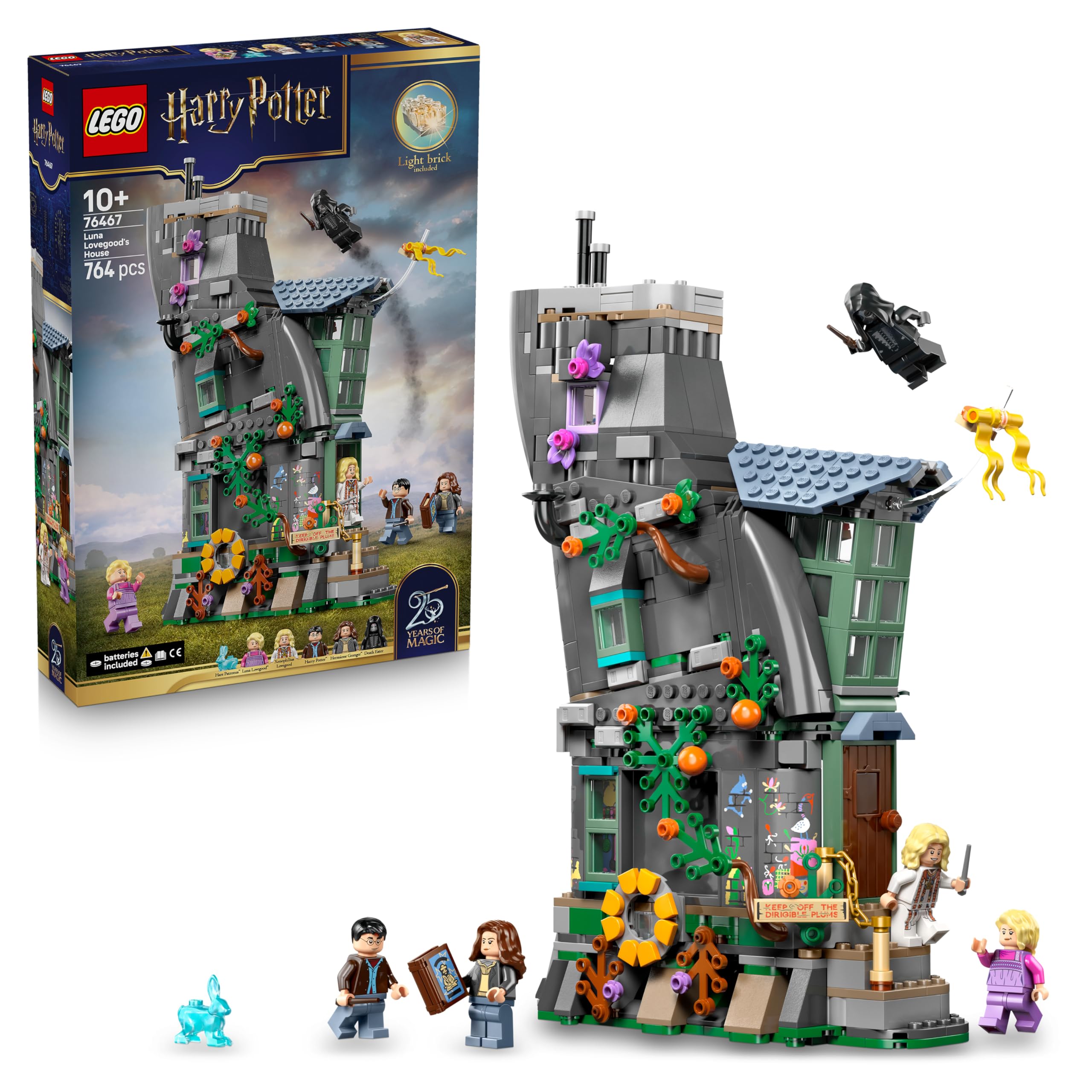 LEGO Harry Potter Luna Lovegoods House - model building with light brick and 5 minifigures - construction kit DIY decoration for the bedroom - creative gift for girls, boys and fans aged 10 and over - 76467