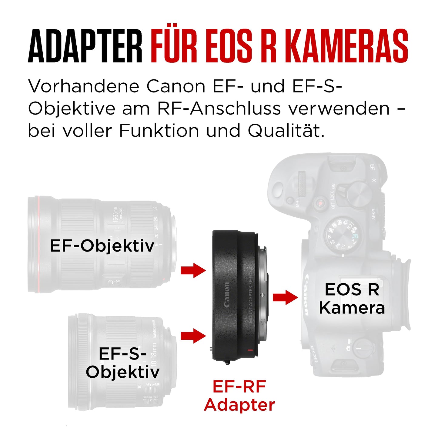 Canon bayonet adapter EF-EOS R for EOS R system cameras compatible with EF and EF-S lenses black - 2971C005