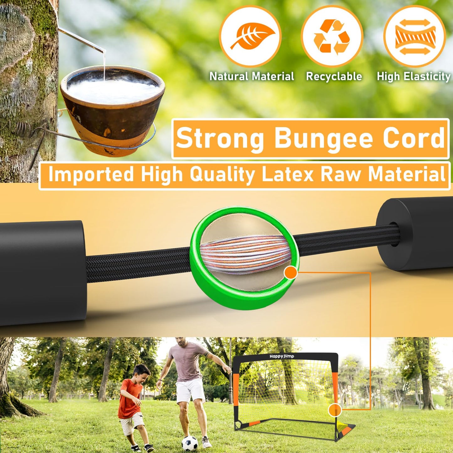 Happy Jump Pop-Up Football Goal - 120x90 cm, 1 Goal, Black Orange | Foldable Fiberglass Goal for Kids & Adults | Ideal for gardens and parks - A235262BQ1