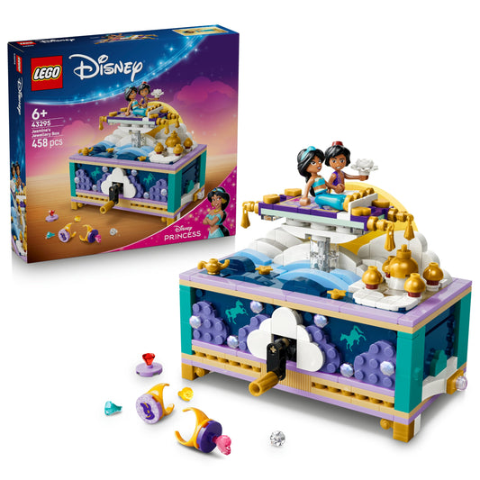 LEGO ǀ Disney Princess Jasmin's jewelry box - Aladdin set with 2 mini dolls, 2 rings and djinn lamp - room decoration - gift for girls aged 6 and over and fans - 43295