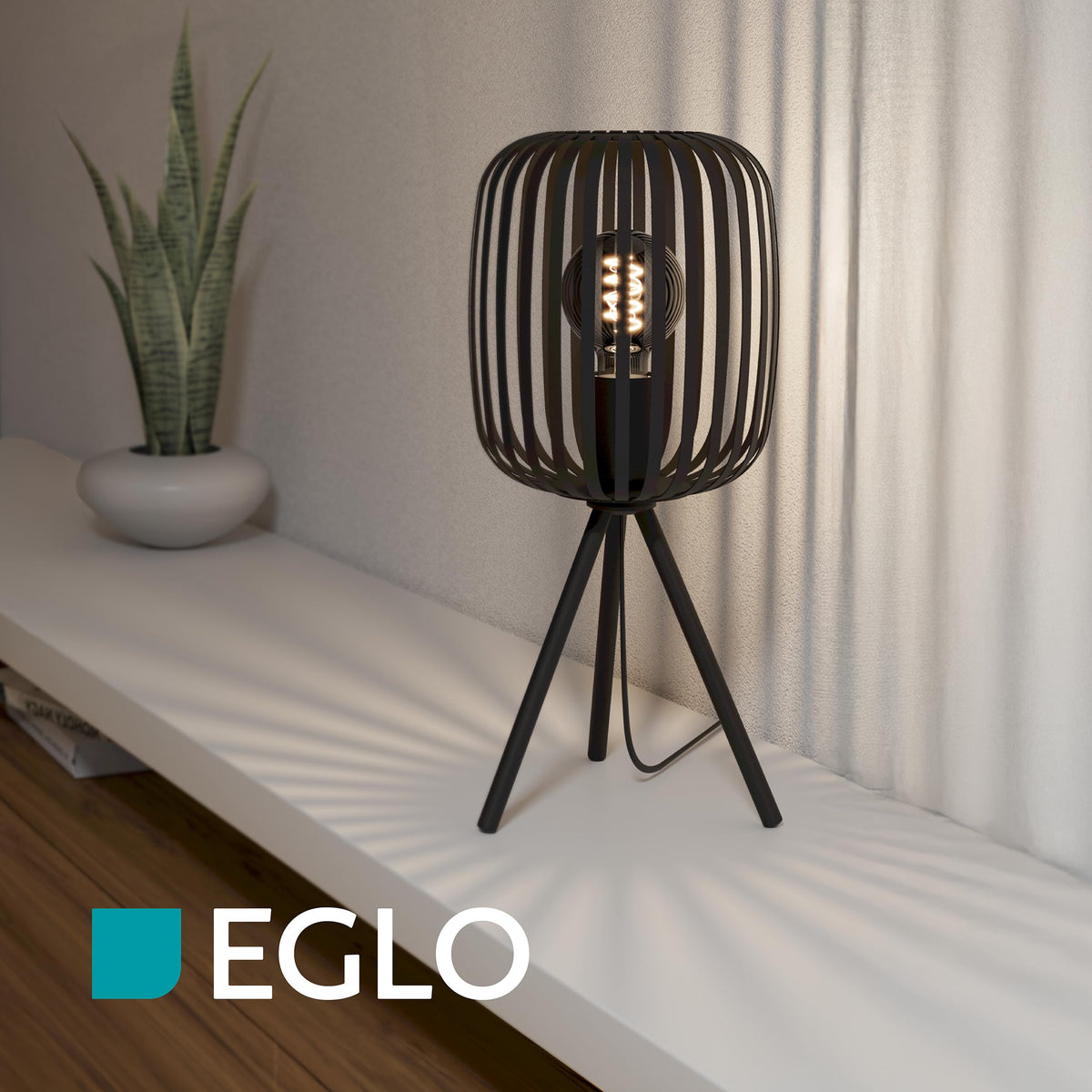 EGLO Table Lamp Romazzina, Tripod Nightstand Lamp - 900519