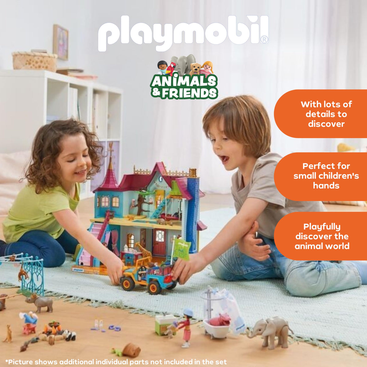 PLAYMOBIL | Animals & Friends | Colorful Animal Villa | Toy for ages 4 and up | Gift for children | Promotes creativity & interaction with animals | Includes animals, figures & accessories | 71852