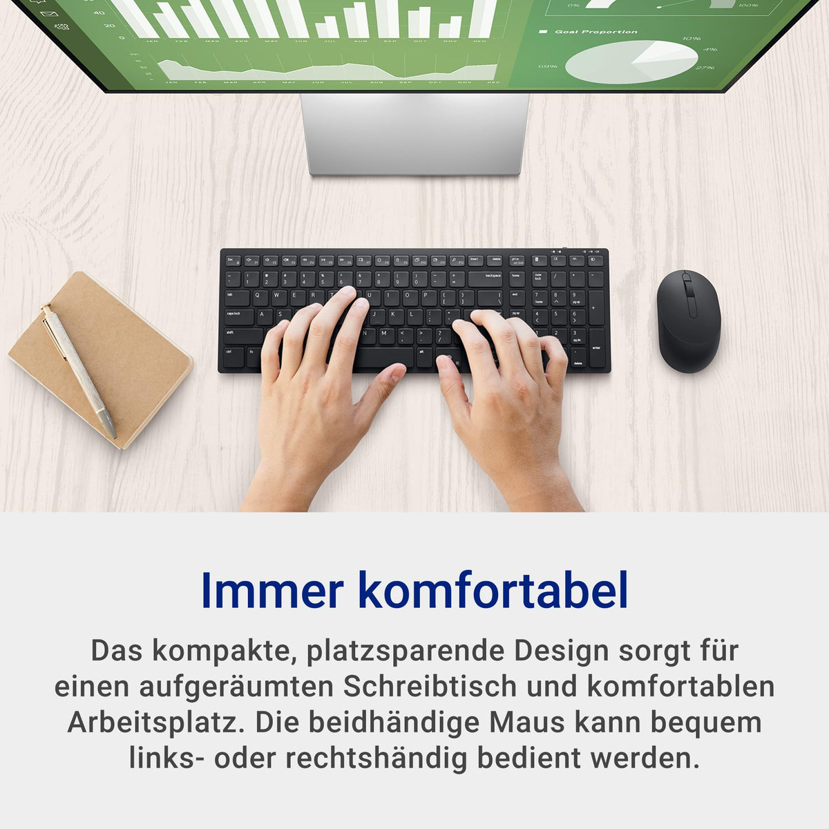 Dell 1761 Tastatur și mouse, compact și silențios, dongle RF sau Bluetooth - KM555