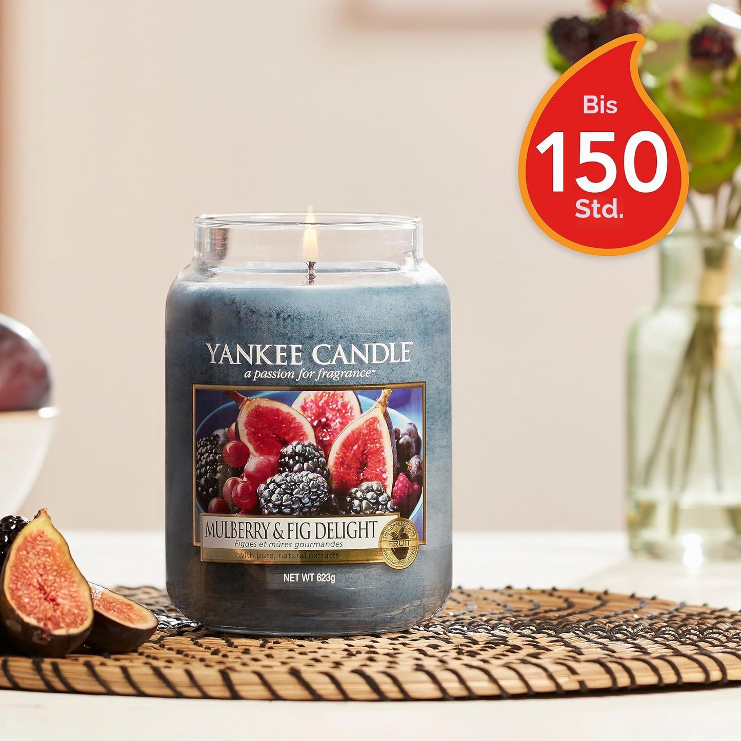 Yankee Candle scented candle in a glass (large) | Mulberry & Fig Delight | Candle with a long burning time of up to 150 hours Perfect gifts for women - 5038581016498