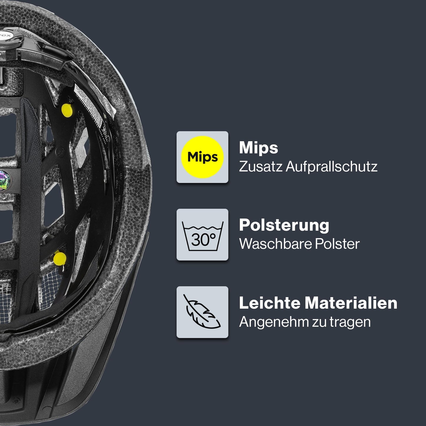 uvex i-vo cc MIPS bicycle helmet, Black-Cloud matt, 56-60 cm - S413613