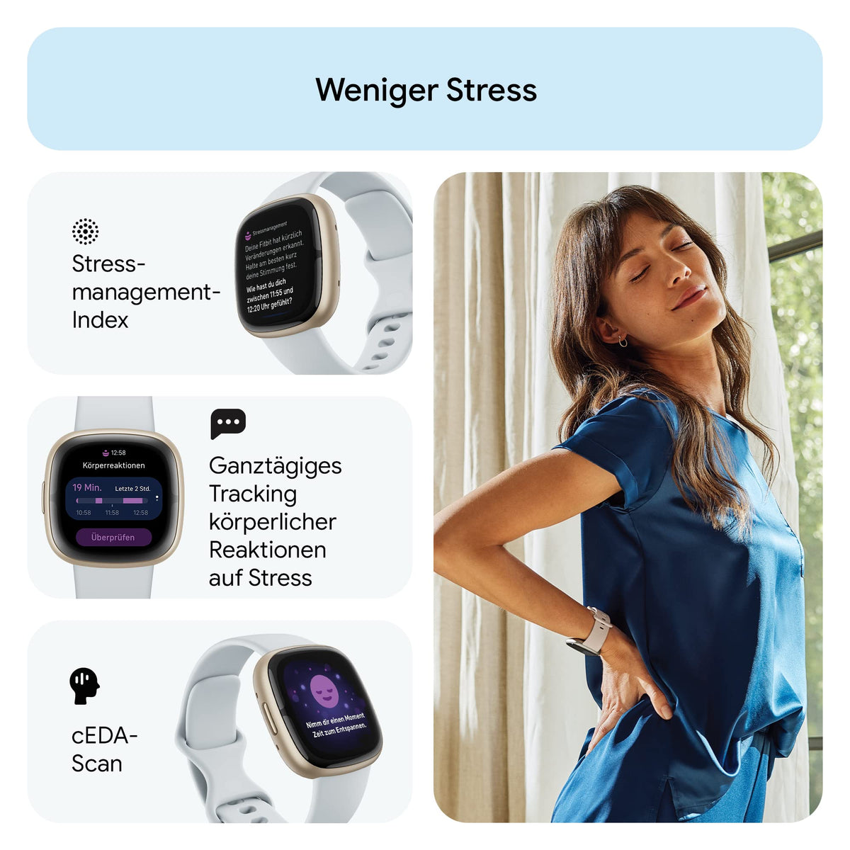 Google Fitbit Sense 2 – Smartwatch for Men and Women – Fitness watch with integrated GPS and phone function – Fitness tracking with stress management, ECG, and sleep analysis – compatible with Android/iOS - FB521GLBM