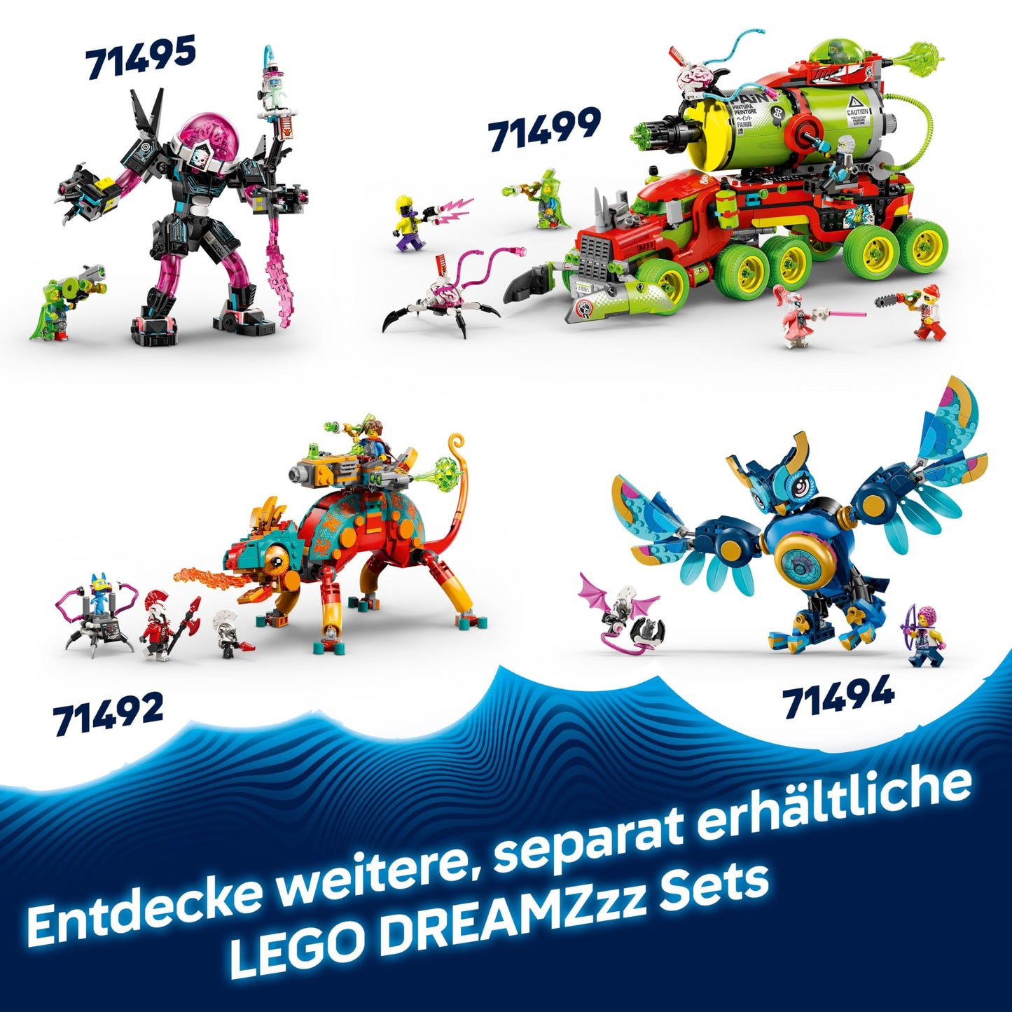 LEGO DREAMZzz Nightmare Shark Submarine - Modular set with 2 building options, 2 removable aircraft and 5 minifigures, including Mateo and Astrid - Gift for girls and boys aged 9 and up - 71500