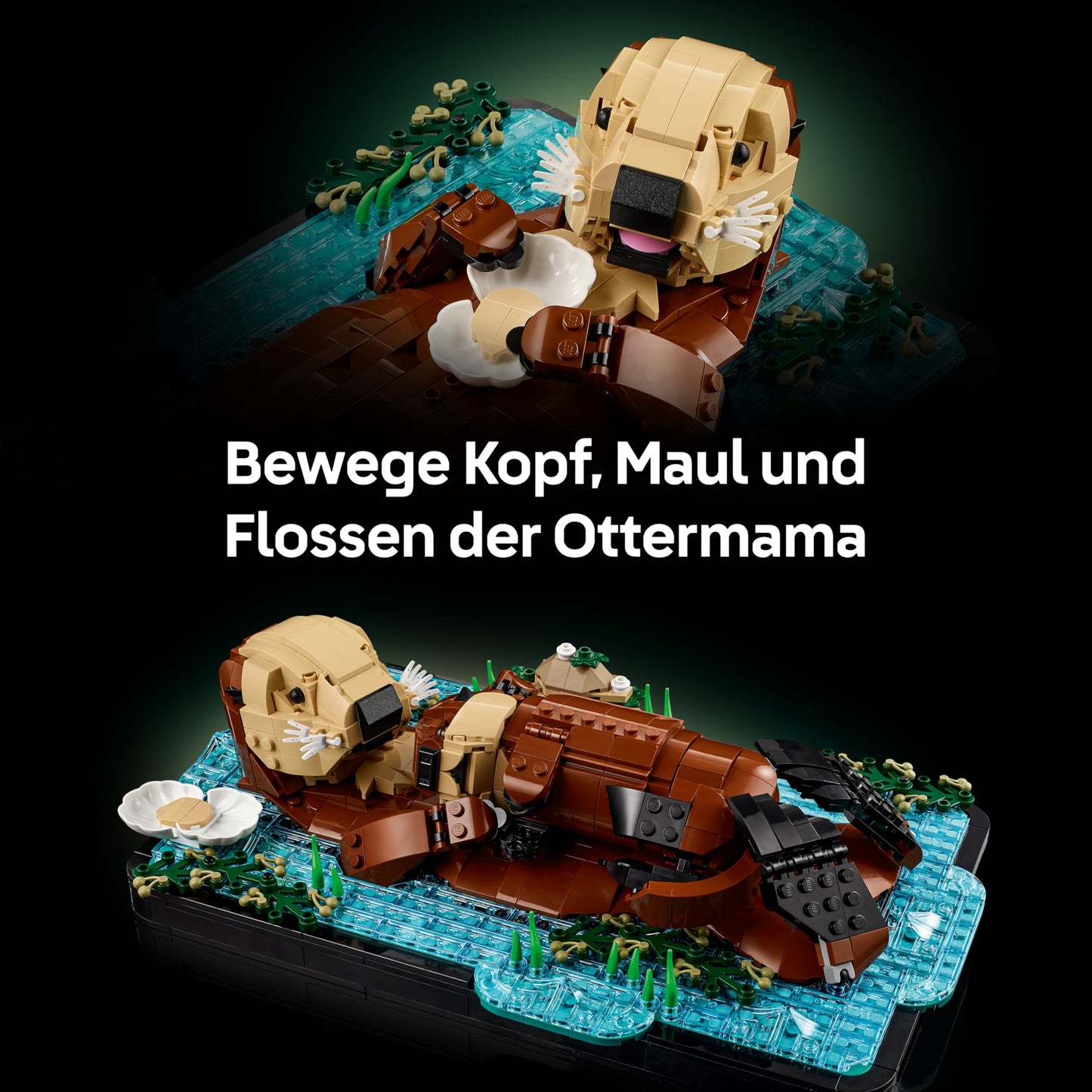 LEGO Ideas Swimming Otters - Model Building for Adults - 3D Puzzle with Sea Otter Figures (Mother & Cub) - DIY Decoration for Shelf or Living Room - Gift Idea for Art & Craft Fans - 21366