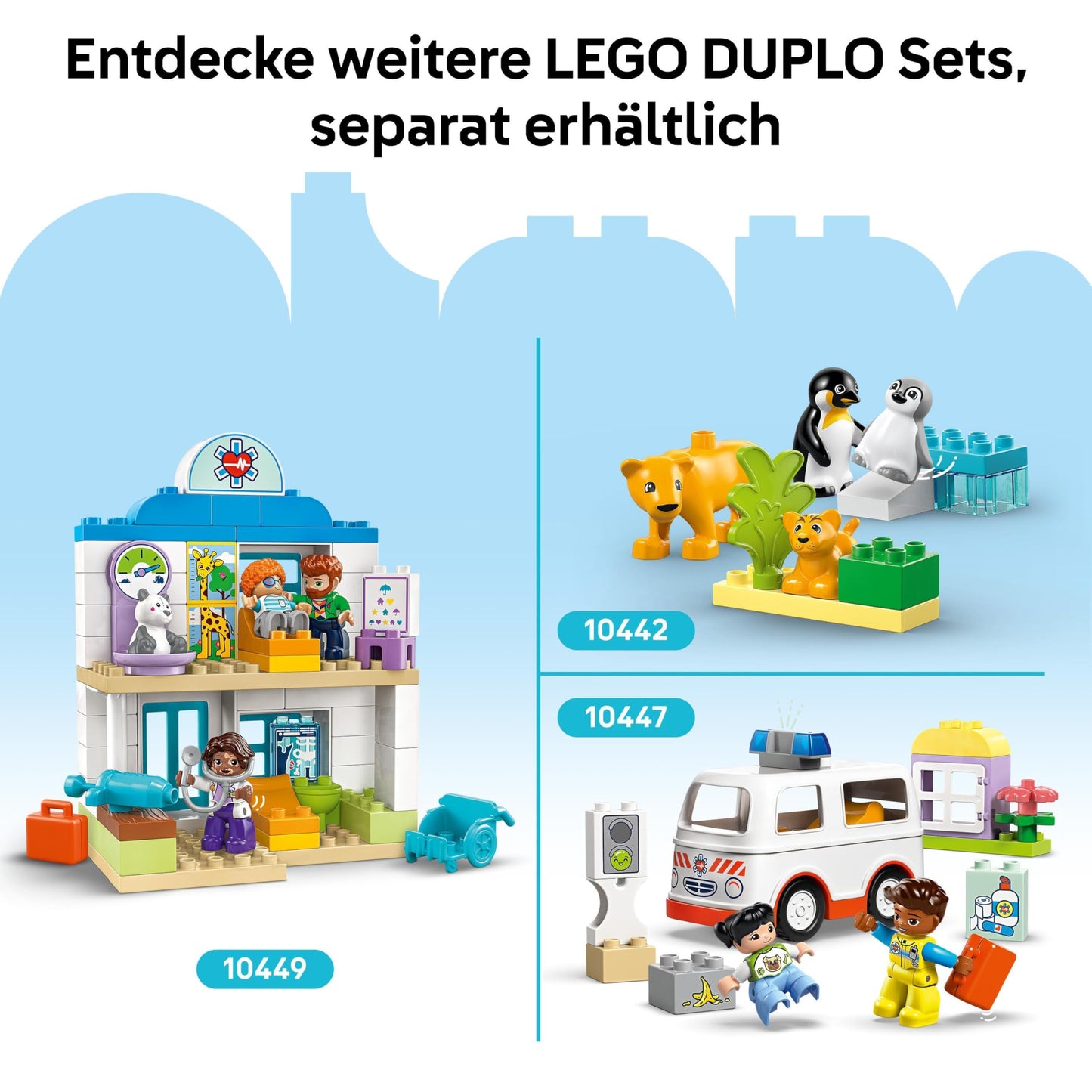 LEGO DUPLO Town Wild Animal Families 3-in-1 Set - Educational Toy for Toddlers with Animal Figures - Montessori Toy from 2 Years with Turtle, Tiger, Elephant, Deer & Panda Figures - Gift 10446