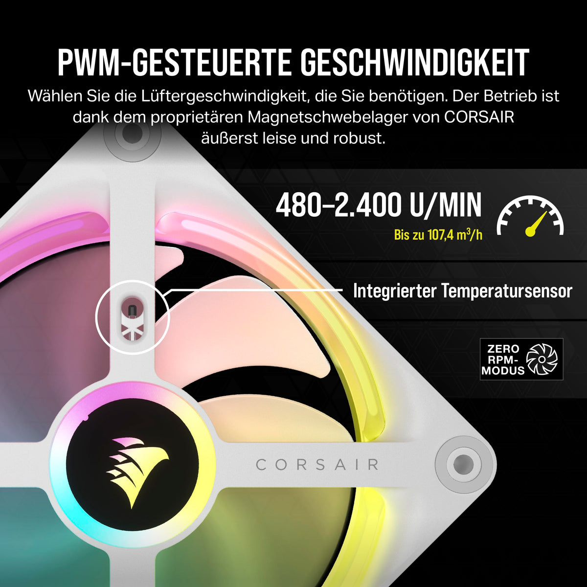 Corsair iCUE LINK QX120 RGB 120mm Magnetic Dome RGB Fan - White - CO-9051005-WW