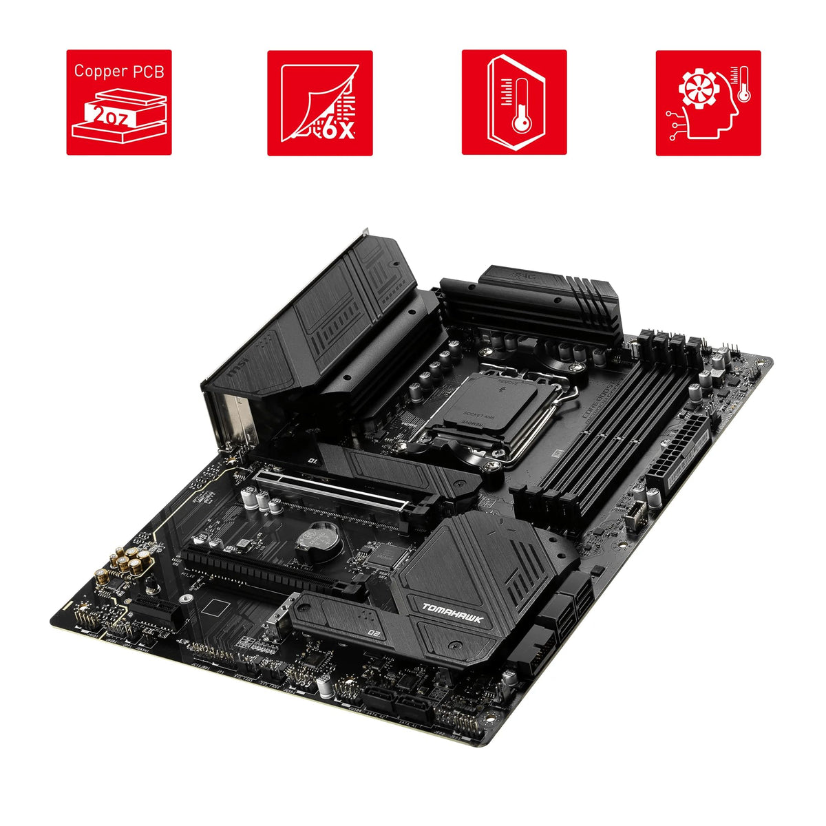 MSI MAG B650 Tomahawk WiFi Motherboard, ATX - Supports Ryzen 9000, 8000 & 7000 Series Processors, AM5-14 Duet Rail 80A VRM, DDR5 Memory Boost 6400+MHz/OC, 2 x PCIe 4.0 x16, 3X M.2 Gen4, Wi-Fi 6E - 7D75-001R