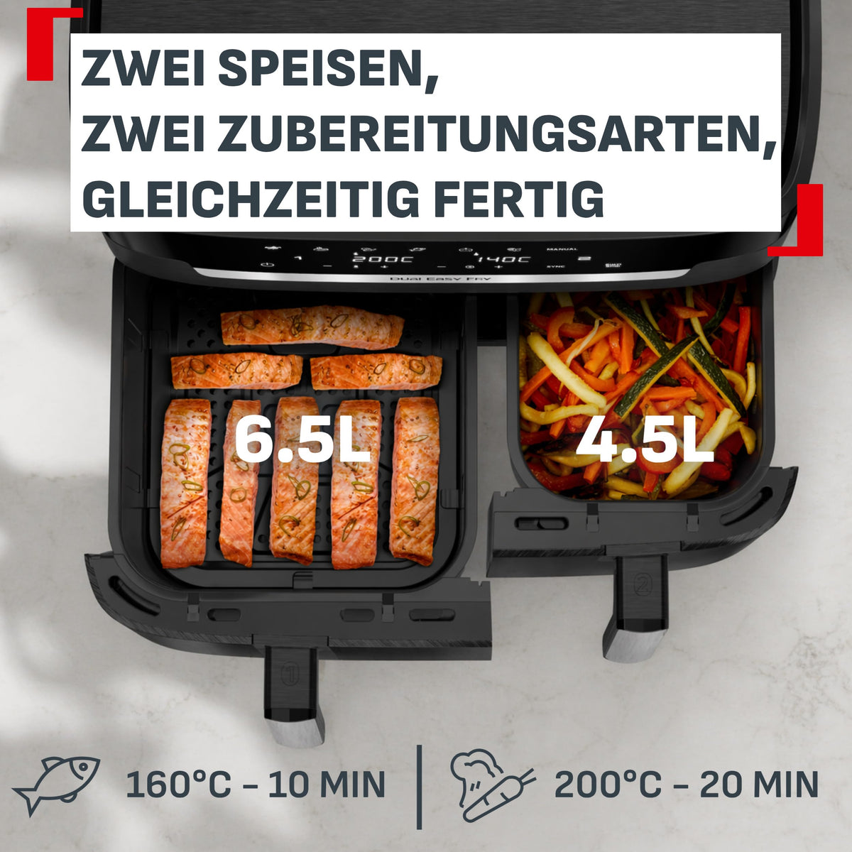 Tefal Ever Fry XXL Dual Double Chamber Air Fryer, SYNC Function - EY9488E0