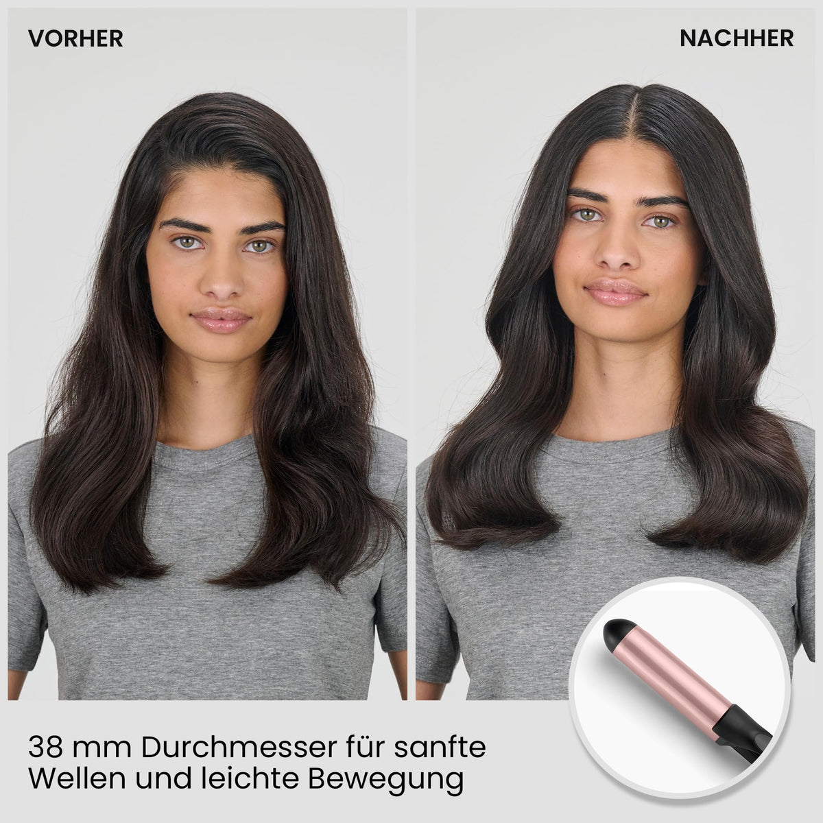 Babyliss Rose-Quartz Curling Iron 38 mm – Natural Waves, Pink - C453E