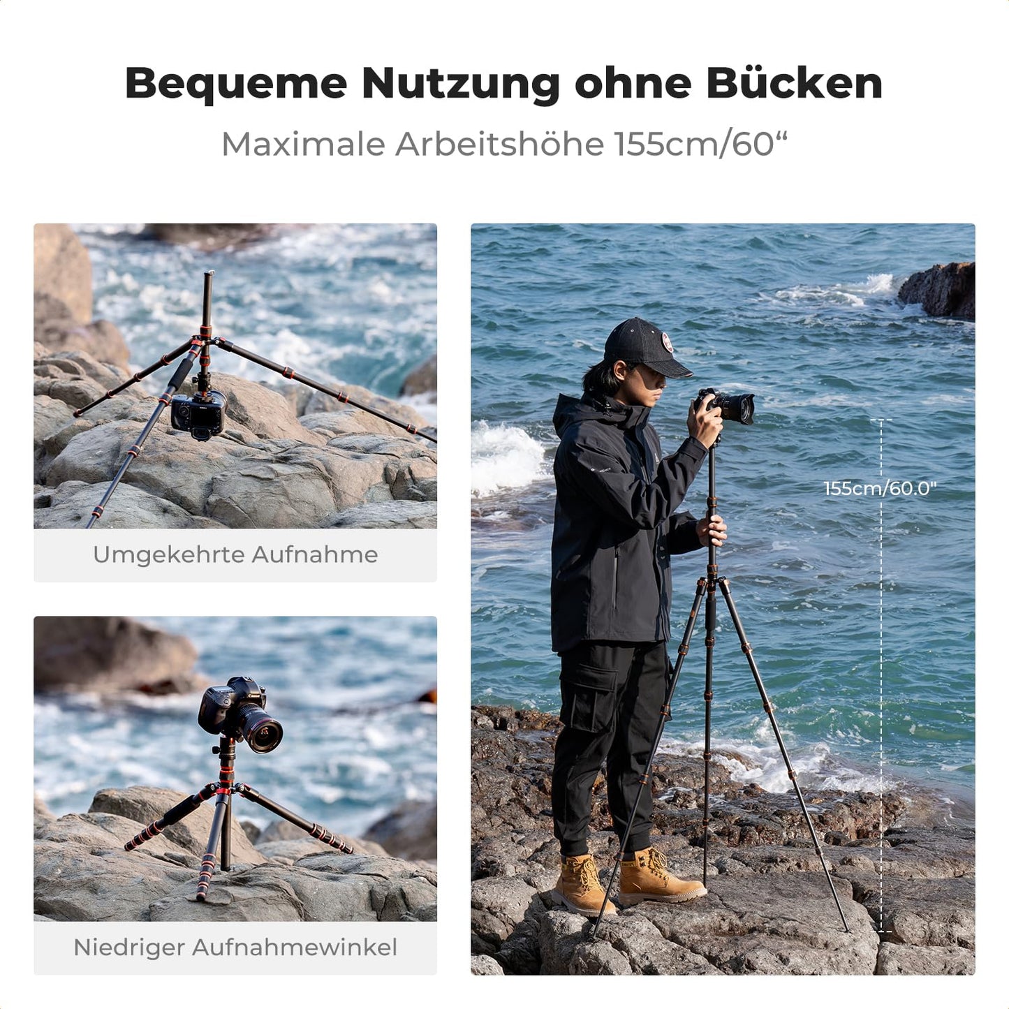K&F CONCEPT 152cm carbon tripod - A225C0+BH-25L