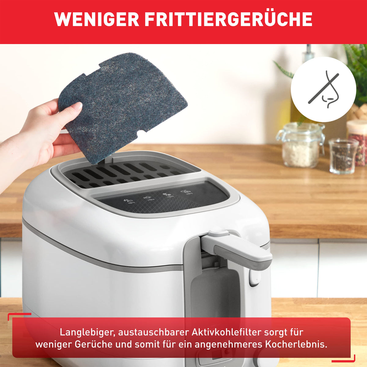Tefal FR3141 Super Uno Friteuză | Carcasă termică | capacitate de până la 1,2 kg | cronometru digital | cartuș filtrant anti-odori | recipient interior detașabil, cu strat antiaderent | Alb/Gri
