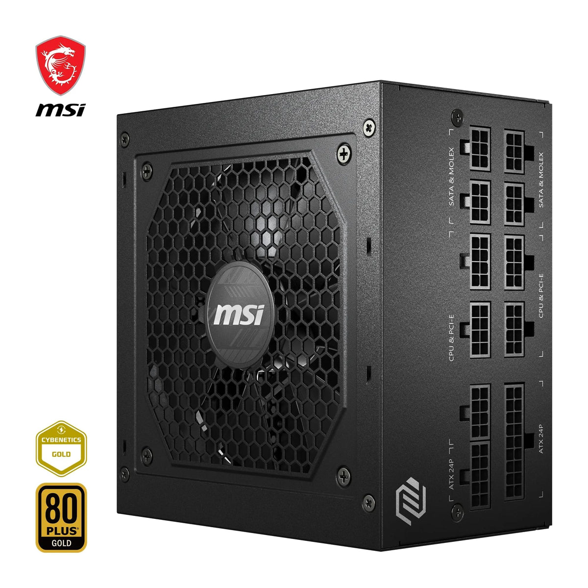 MSI MAG A650GL Sursă de alimentare, 650W, 80 Plus Gold, complet modulară, ventilator de 120mm FDB cu rulmenți dinamici, Full-Bridge LLC, cabluri plate negre - 7 ani garanție - 306-7ZP8C11-CE0