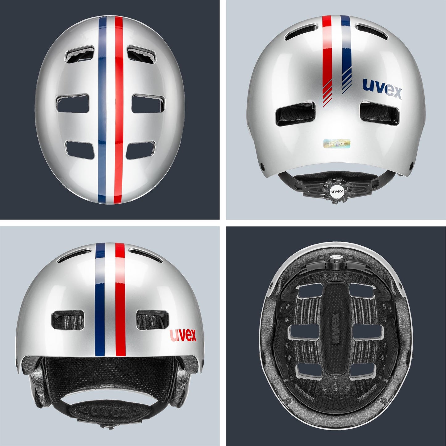 uvex Kid 3 - robust bicycle helmet for children - individual size adjustment - optimized ventilation - Race Silver - 51-55 cm - S4148193015