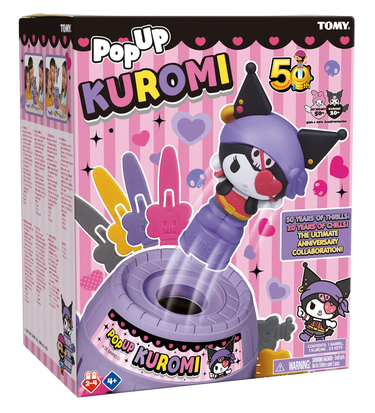 Joc Pop Up Kuromi TOMY, Joc de acțiune pentru copii, 2-4 jucători, 4 ani în sus, Joc distractiv de familie, Jucărie Pop Up Kuromi - T73865US