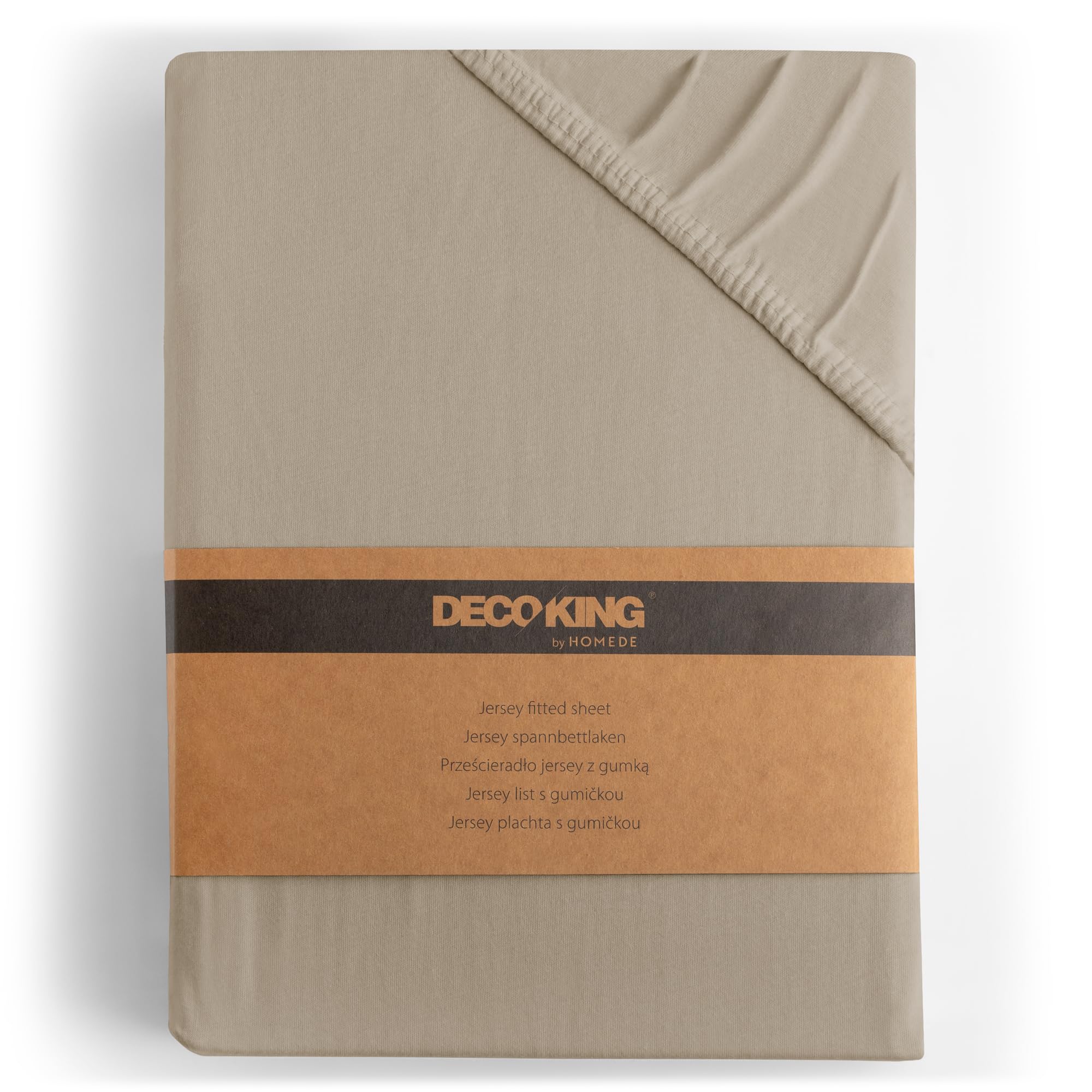 DecoKing cearșaf cu elastic 200x220 220x240 cm 100% bumbac pieptănat cappuccino cearșafuri cu elastic din jerseu pentru pat cu somieră Amber 200 x 220 220 x 240