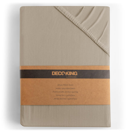 DecoKing cearșaf cu elastic 200x220 220x240 cm 100% bumbac pieptănat cappuccino cearșafuri cu elastic din jerseu pentru pat cu somieră Amber 200 x 220 220 x 240