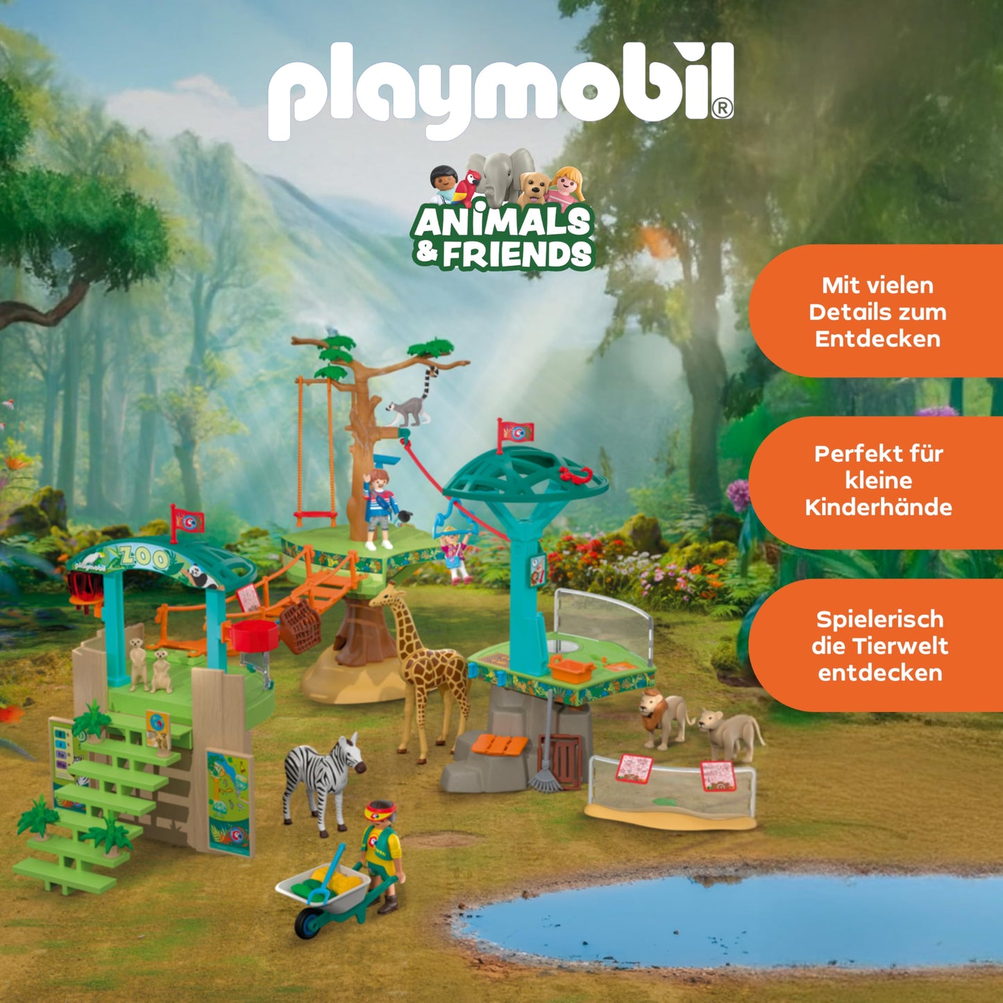 PLAYMOBIL | Animals & Friends | animal park | Zoo Wilderness Climbing Park | 3 platforms with cable car and suspension bridge | Children's toys from 4 years | 72070