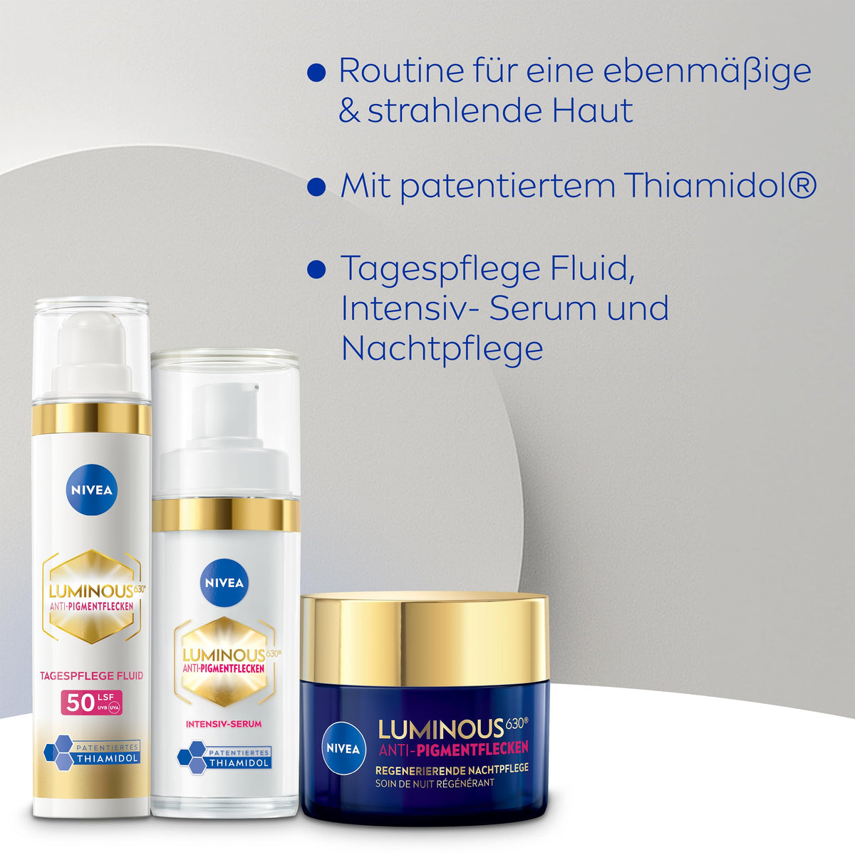 NIVEA LUMINOUS630 Face Care Set, Day Cream (50 ml), Night Cream (50 ml) & Intensive Serum (30 ml) against pigmentation spots, care set for even and radiant skin. - 93631-01003-25