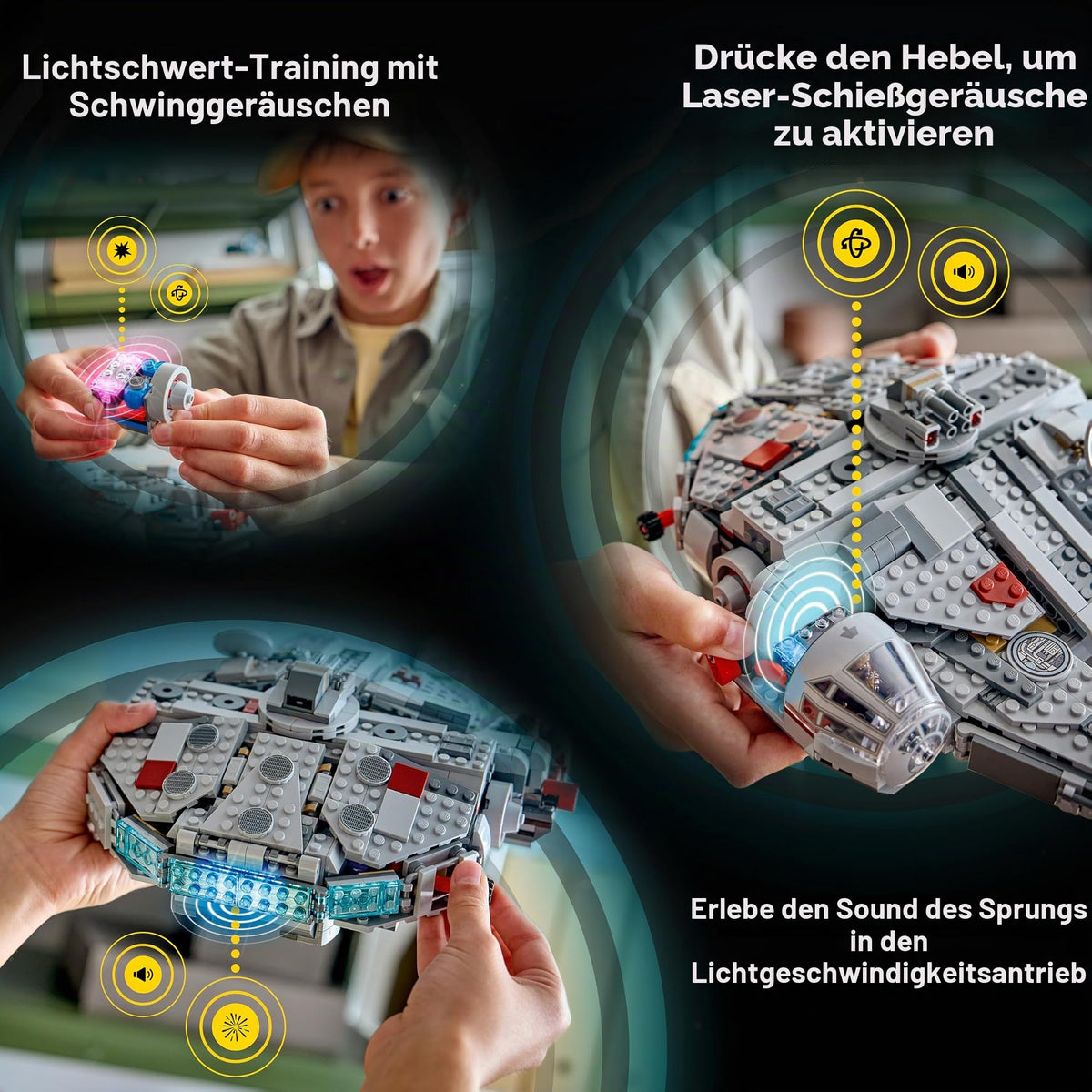 LEGO Star Wars SMART Play Bundle: Setul All-In-One Luke’s Red Five X-Wing 75423 & Setul Compatibil Millennium Falcon 75426 - Jucării Interactive - Cadouri pentru băieți și fete de 9+ ani