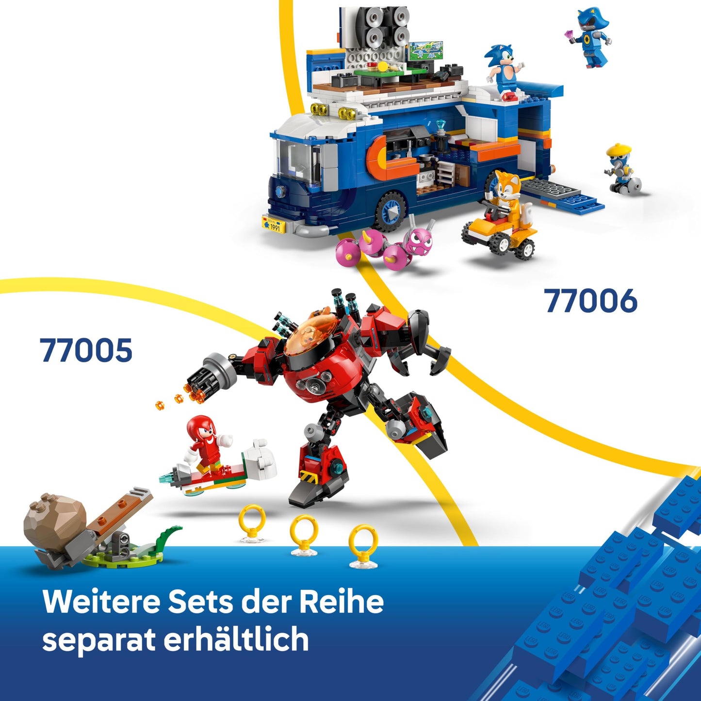 LEGO Sonic the Hedgehog Team Sonic Command Truck Toy - Interactive Set with an ATV Car & 5 Figures incl. Tails - Gift for 8+ Year Old Boys, Girls & Gaming Fans - 77006