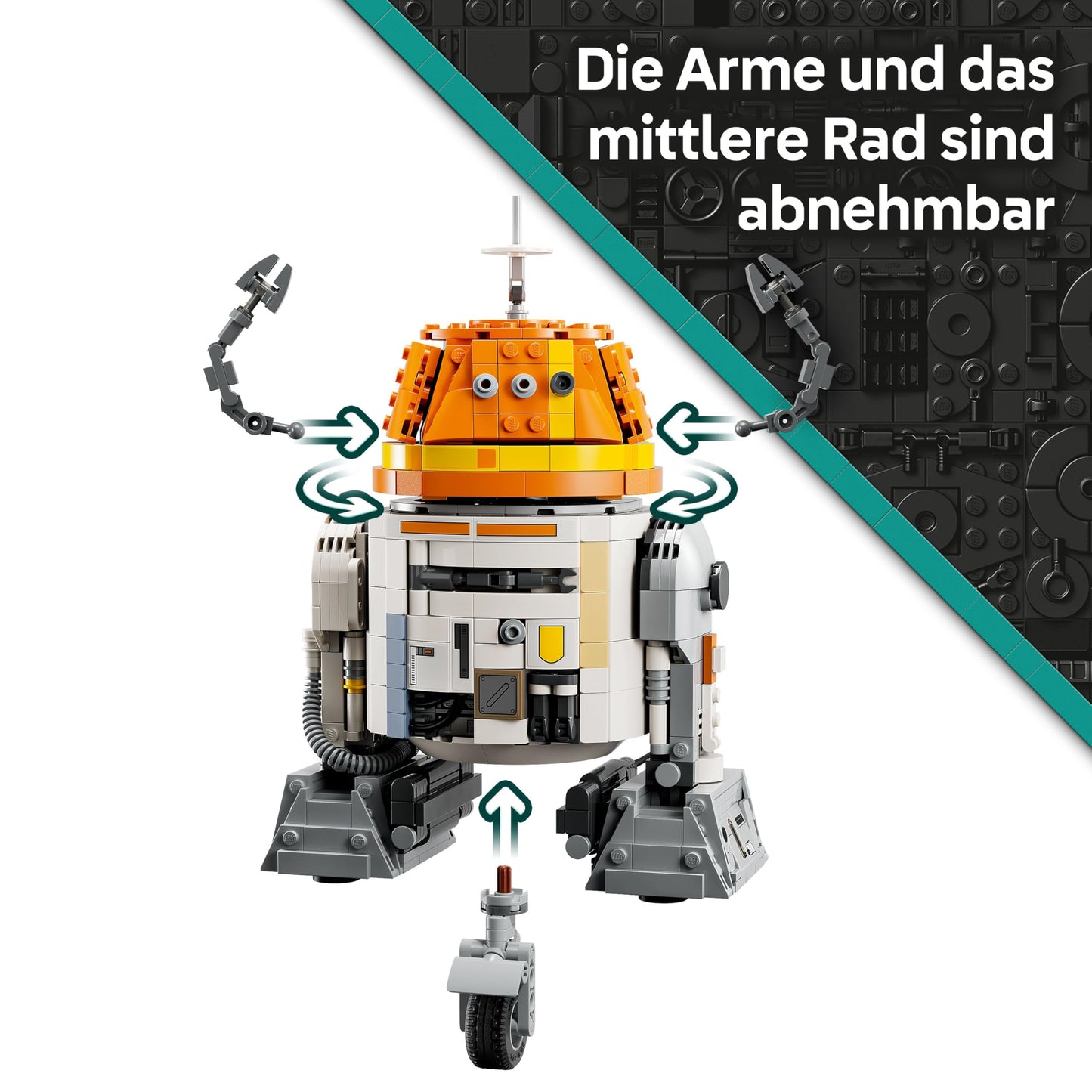 LEGO Star Wars 75416 Ahsoka Astromech Droid Chopper (C1-10P) Figure - Toy with movable head, removable arms and center wheel - Gift for Ahsoka fans, boys and girls aged 10 and up