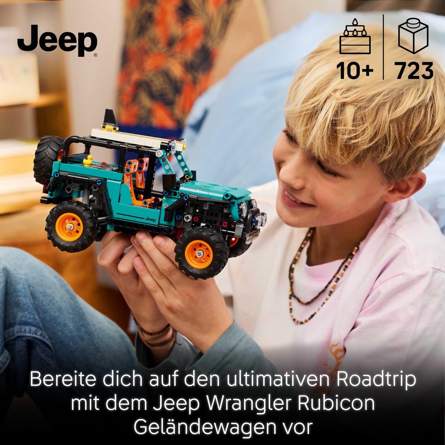 LEGO Technic Jeep Wrangler Rubicon off-road vehicle - off-road toy vehicle model building with V6 engine, steering and suspension - STEM birthday gift for boys aged 10 and over - 42227