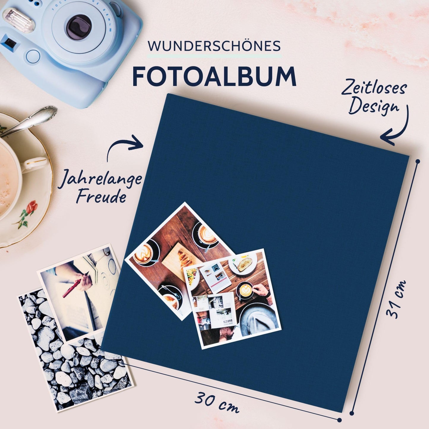 goldbuch 31711 photo album, Summertime, 30 x 31 cm, photo book with 100 white pages & glassine dividers, photo album made of linen, memory album, light blue