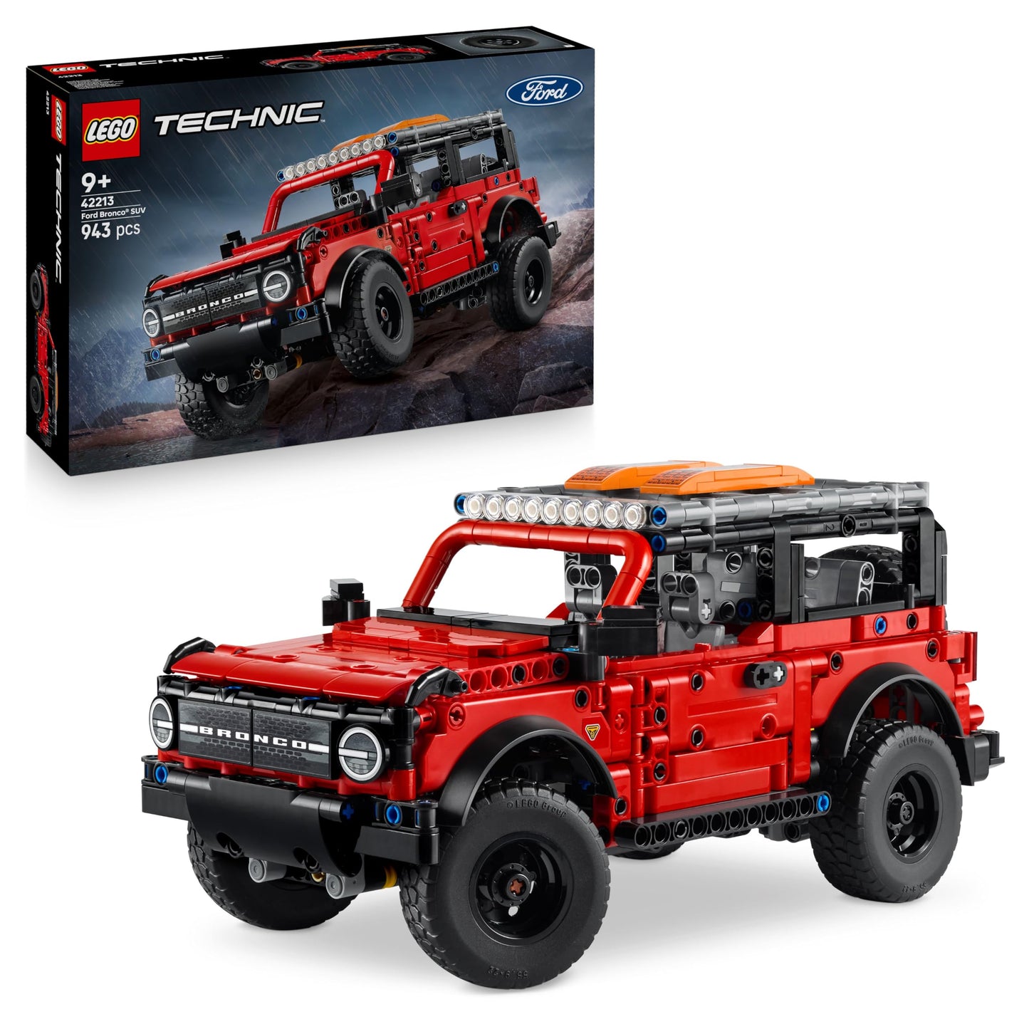 LEGO Technic Ford Bronco SUV off-road vehicle - model car with opening doors, V6 engine, suspension and steering - collector's model and gift for boys aged 9 and up - 42213