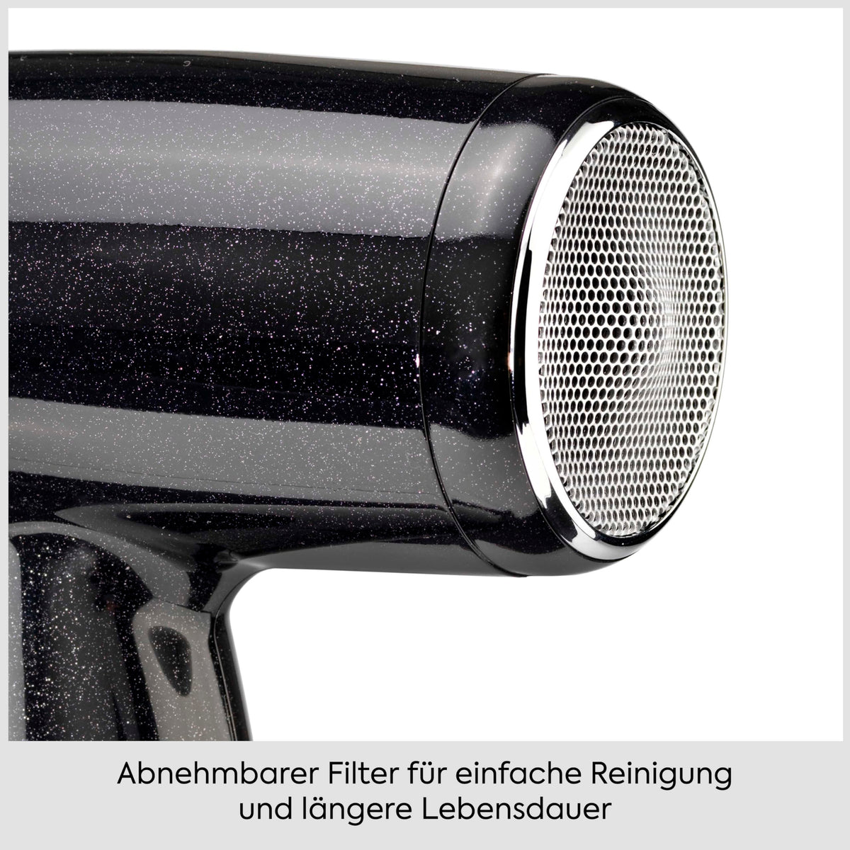 BaByliss Midnight Shine Lightweight Hair Dryer with Diffuser – 2100W Powerful, Elegant Hair Dryer, Ion Technology against Frizz, 3 Heat & 2 Speed Settings, D590DE