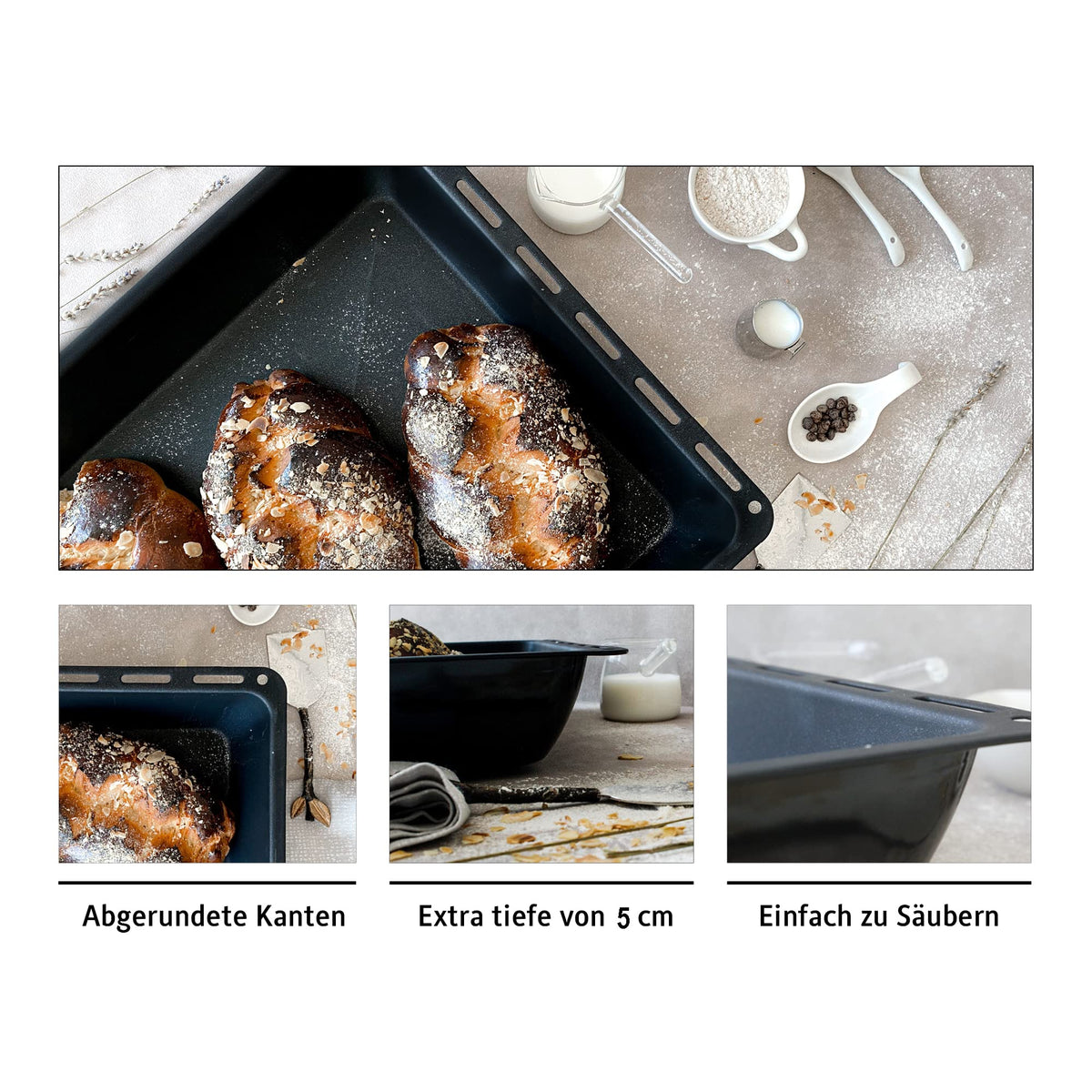 ICQN 445 x 375 x 50 mm Non-Stick Coating Baking Tray, Extra Deep, Suitable for Whirlpool, Ignis, Bauknecht, Indesit, Algor, Neckermann, Lloyds, Non-Stick, 44.5 x 37.5 x 5 cm - 445-antihaft-50