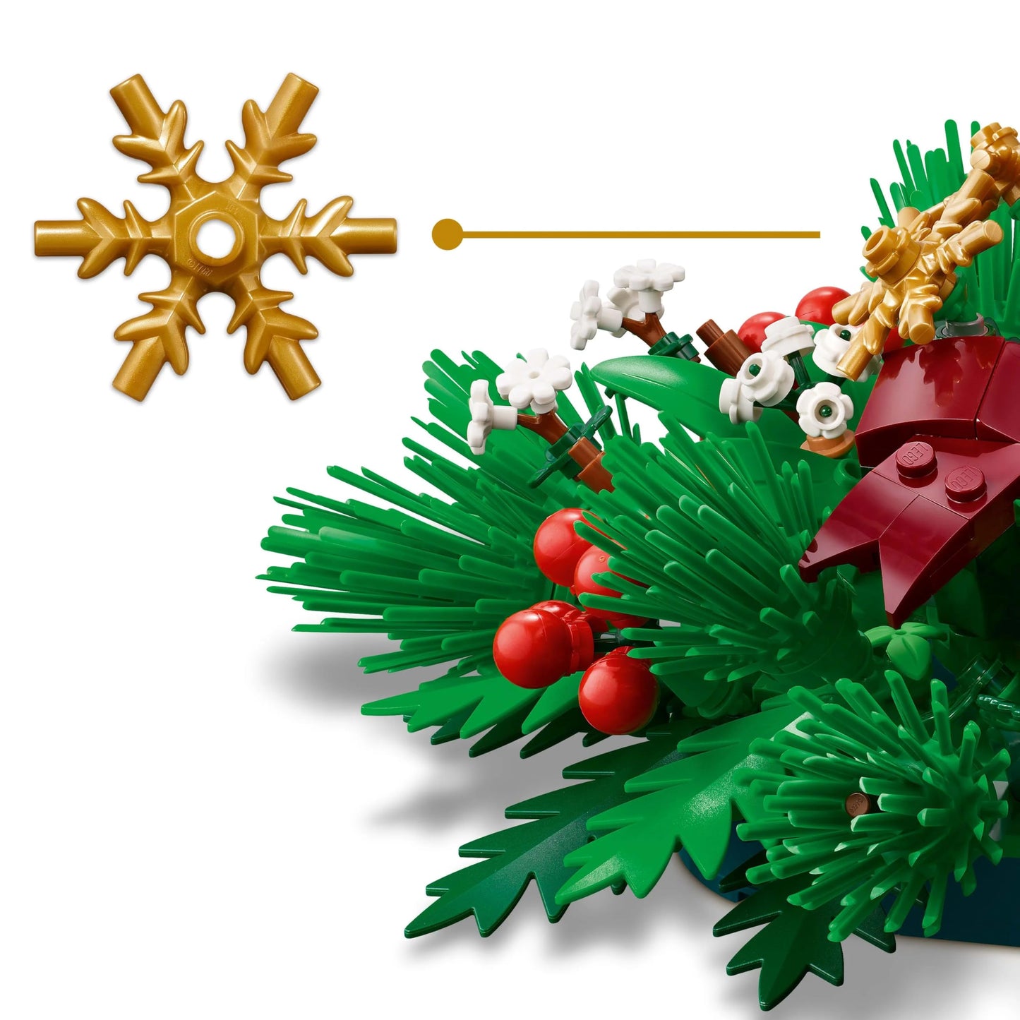 LEGO Christmas arrangement - DIY table decoration and candlestick with berries, stars, leaves - craft set for children and family - Christmas gift for girls and boys aged 12 and over - 40743