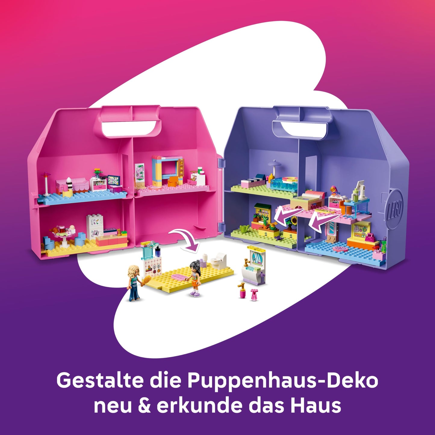 LEGO Friends Creative Dollhouse Suitcase - Travel Toy with 8 Room House, 2 Minifigures & Accessories - Children's Room Decoration - Gift Idea for Girls Ages 6 and Up - 42697