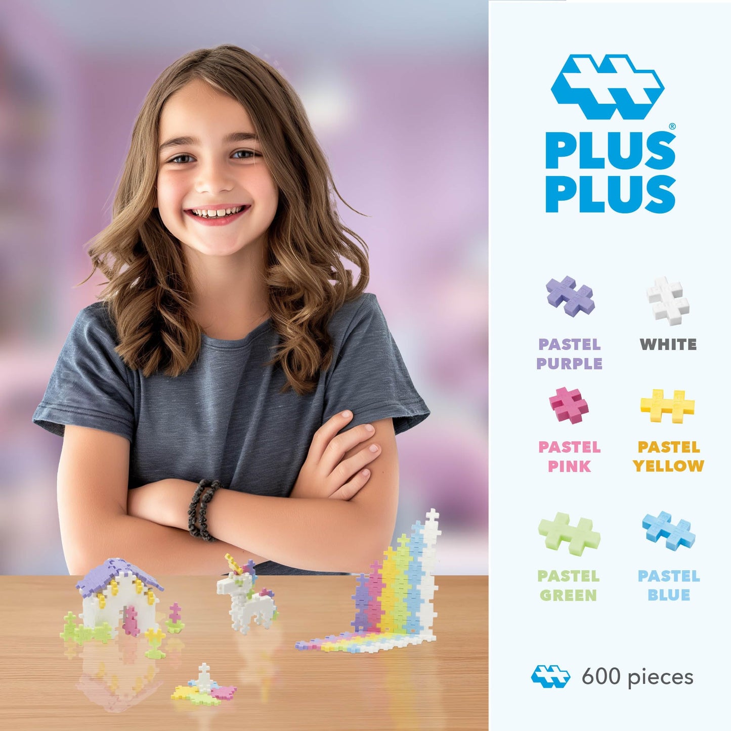 Plus-Plus Mini Pastel 600 pieces, creative building block construction toy child 52132 - 03312